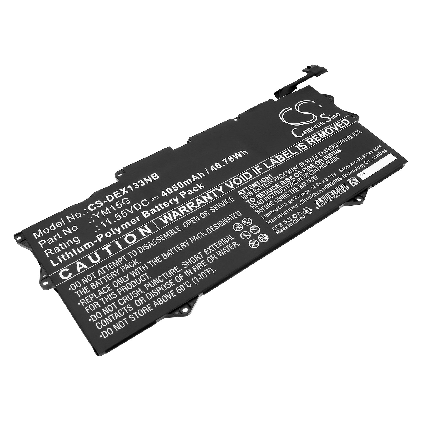 4050mAh DELL XPS 13 9315 Series Laptop Battery - 11.55V 46.78Wh Li-ion, YM15G G9FHC Replacement
