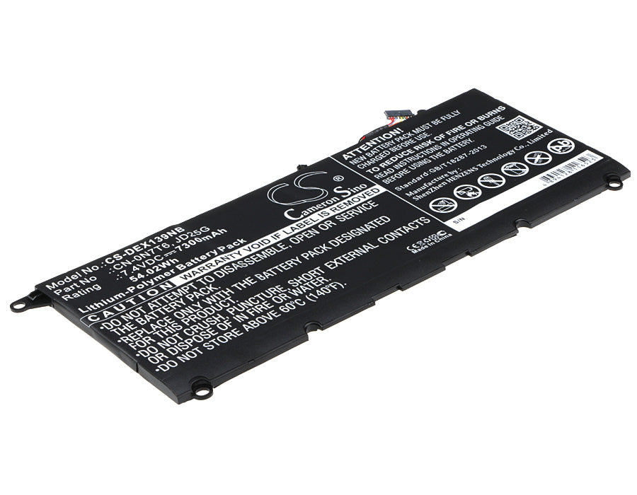 7300mAh 7.4V Li-Polymer Laptop Battery - Dell XPS 13 9343 & 9350 Series Replacement (54.02Wh)