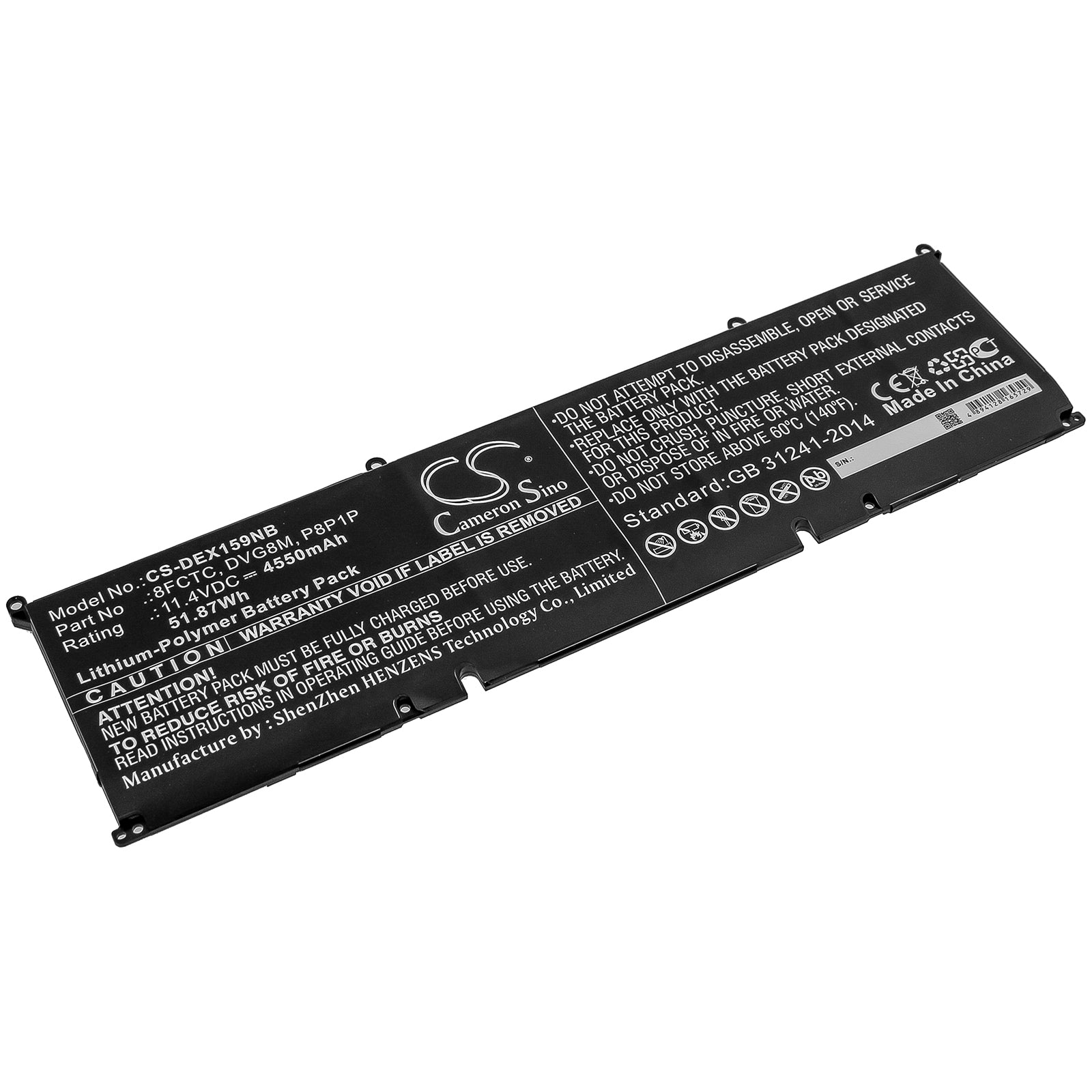 51.87Wh 4550mAh Laptop Battery for DELL XPS 15 9500 Series - 8FCTC DVG8M P8P1P Replacement