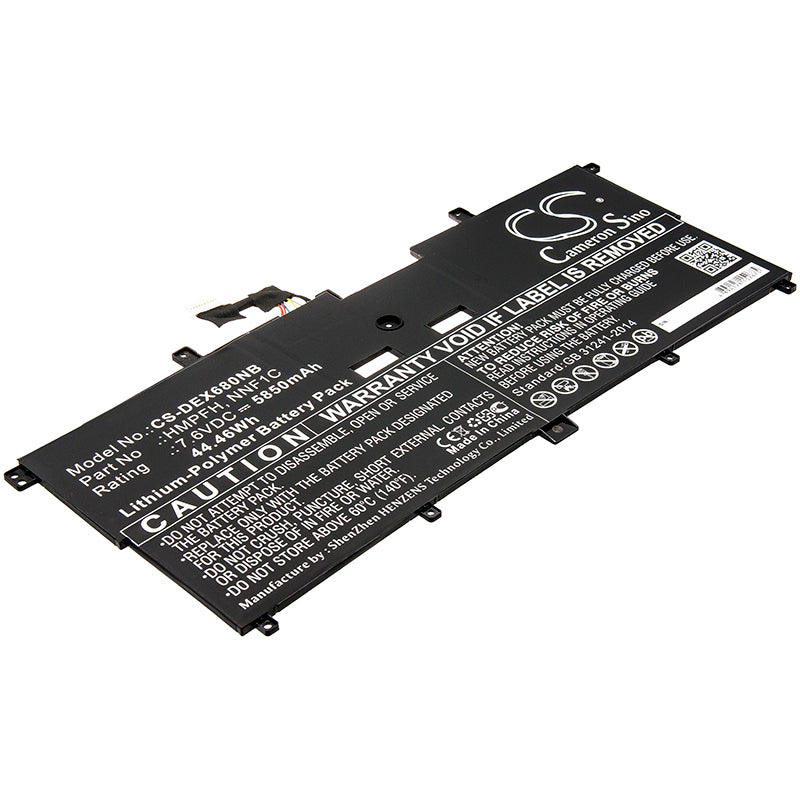 5850mAh Battery for DELL XPS 13-9365 2-in-1: 7.6V 44.46Wh Li-Polymer Replacement Battery, Laptop/Tablet Power Solution