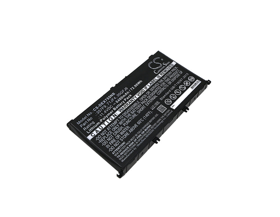 72.96Wh 6400mAh Laptop Battery for DELL Inspiron 15 7559 7566 7567 7759 Series - 11.4V Li-Polymer Replacement