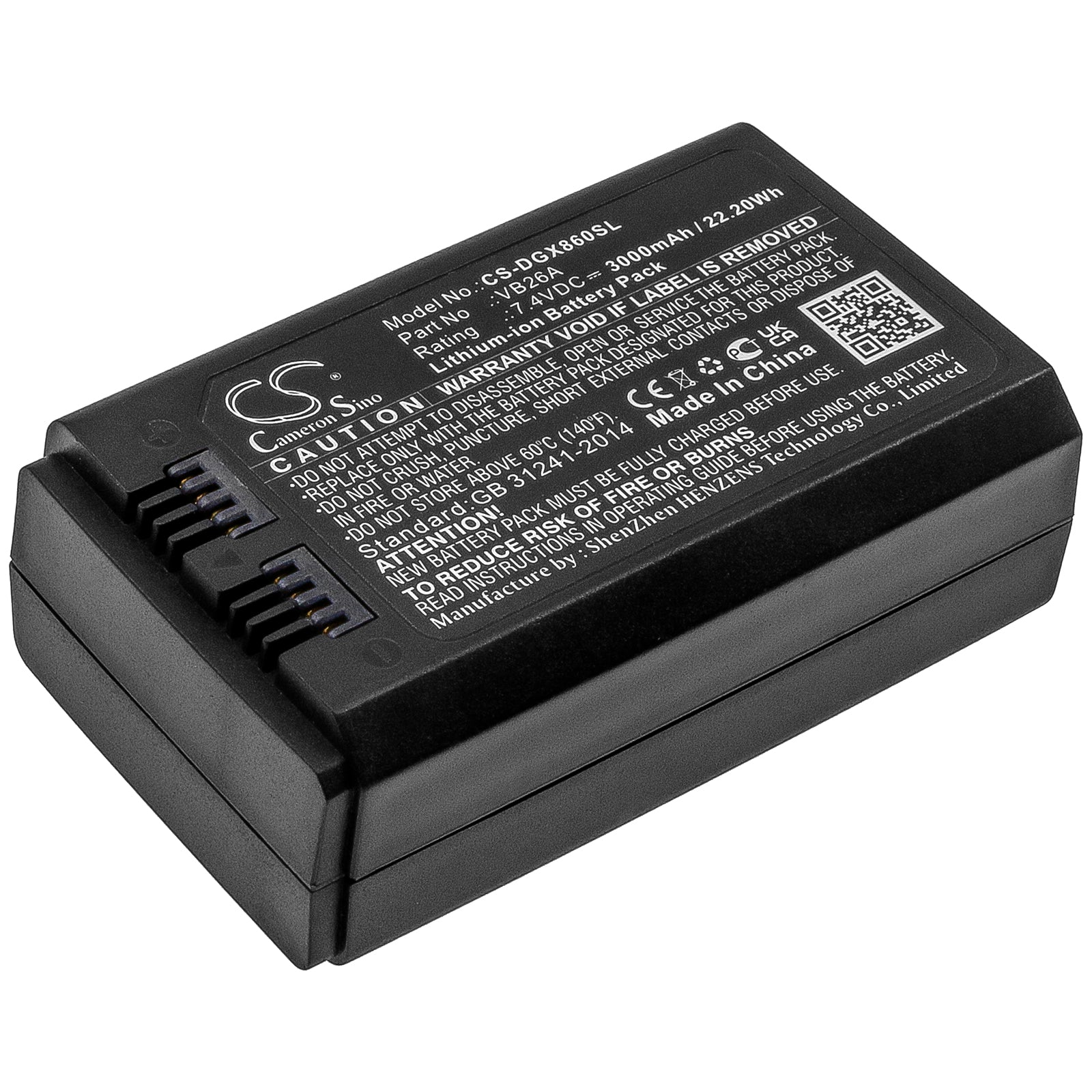 3000mAh 7.4V Li-ion Battery for Godox V860III Flash Strobe - VB26A/B Replacement Power Pack