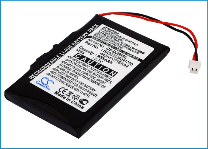 950mAh Battery Replacement for DELL Jukebox DJ 5GB & HVD3T - 3.7V Li-ion - BA20203R60700