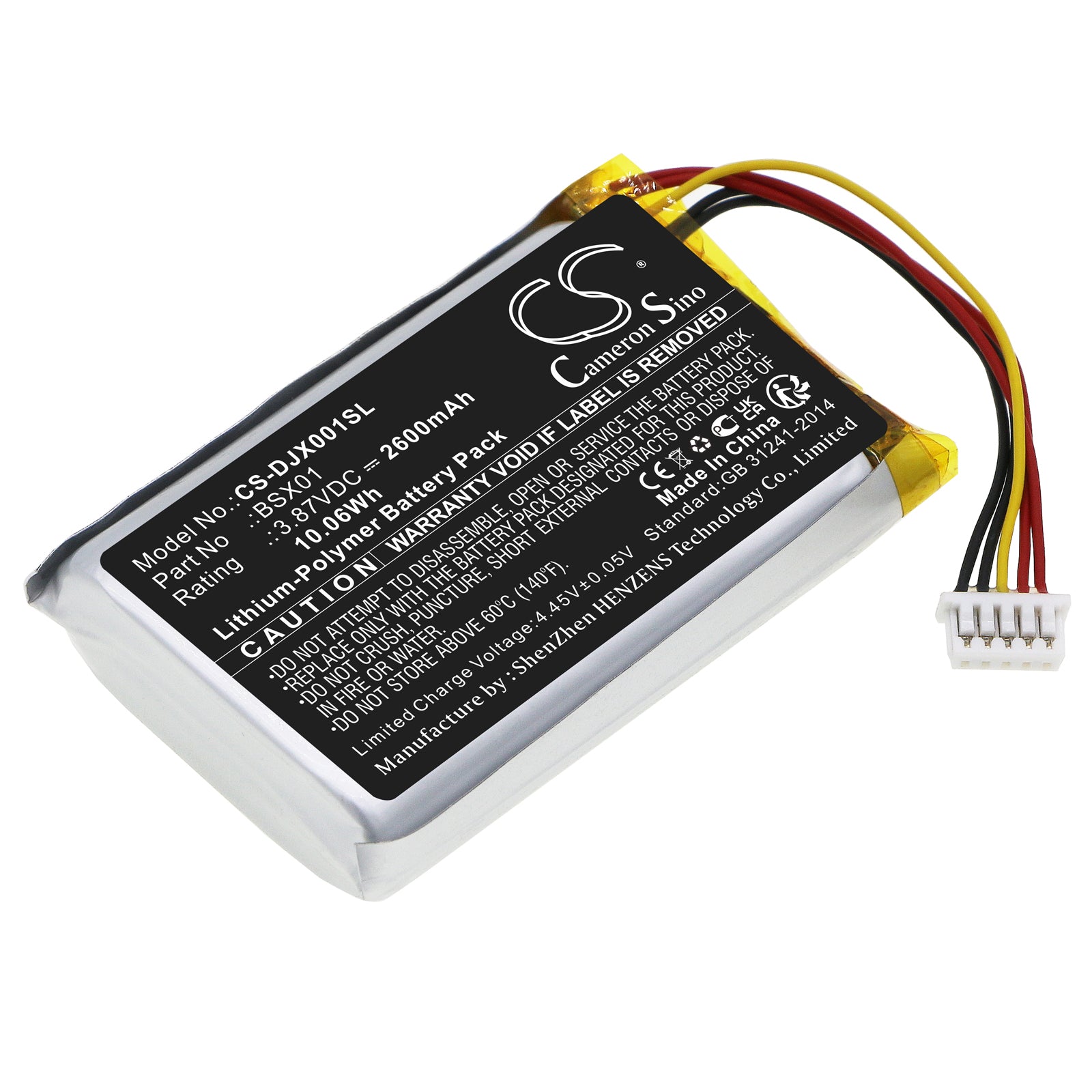 2600mAh Replacement Battery for DJI Mic Charging Case ASB01 - 3.87V 10.06Wh Wireless Microphone Power Supply