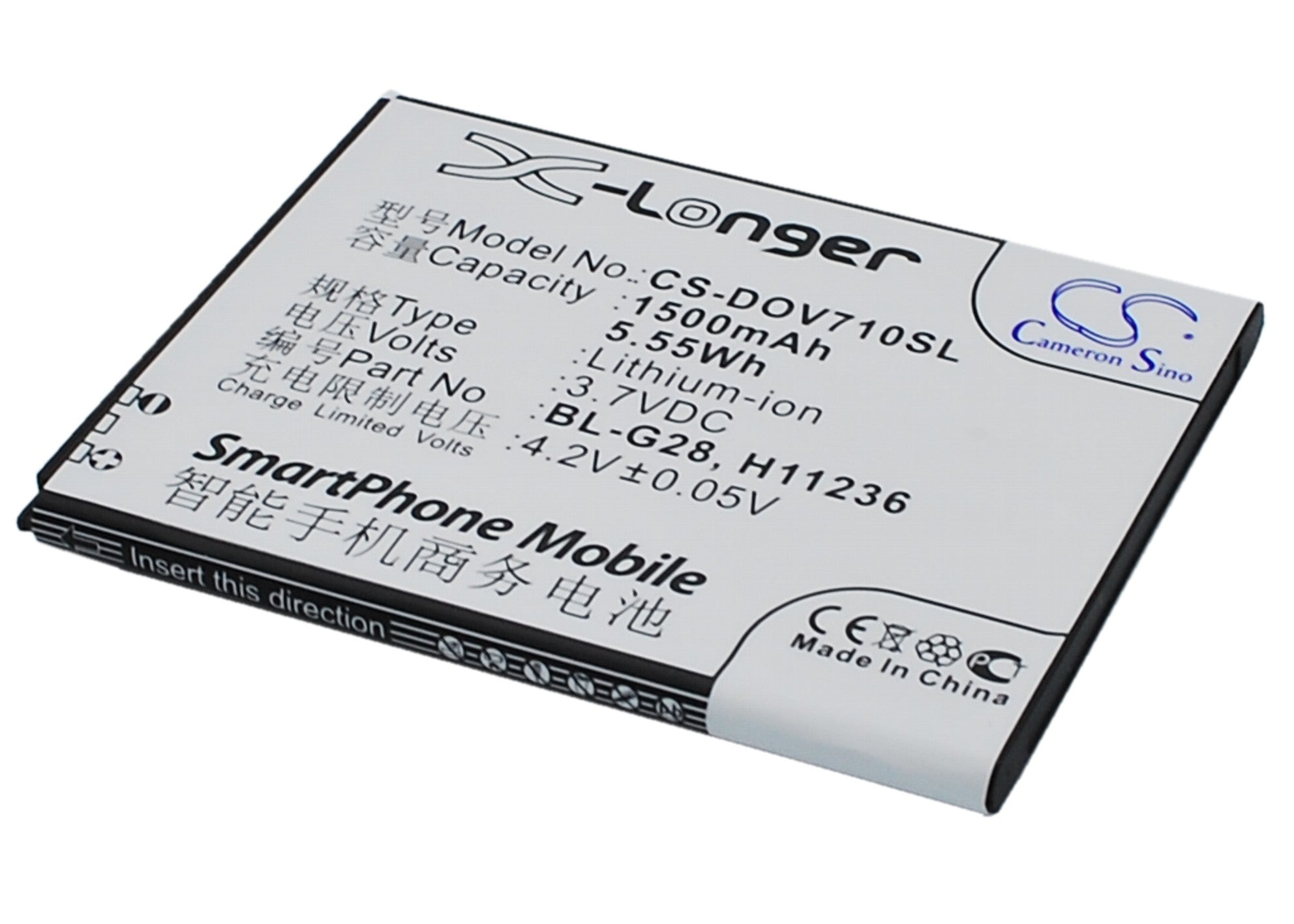 DOOV D710 Battery Replacement - iEva D710, Haier E617/I617 Compatible - 3.7V 1500mAh Li-ion - BL-G28/H11236