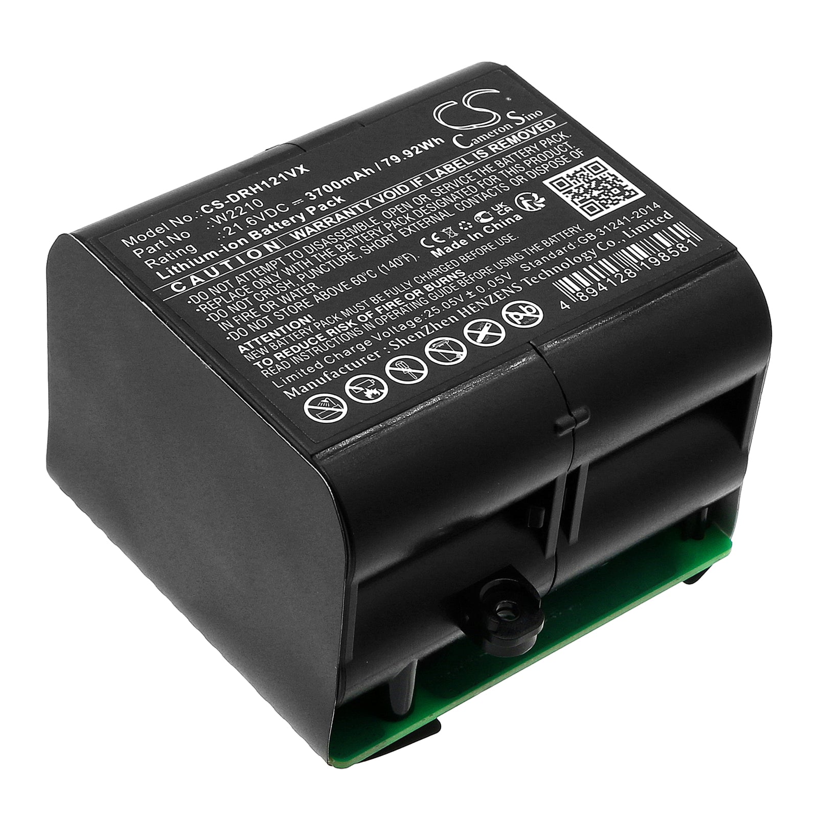 21.6V 3700mAh Li-ion Replacement Battery for Dreame H12 Series & W2335D Vacuum (79.92Wh)