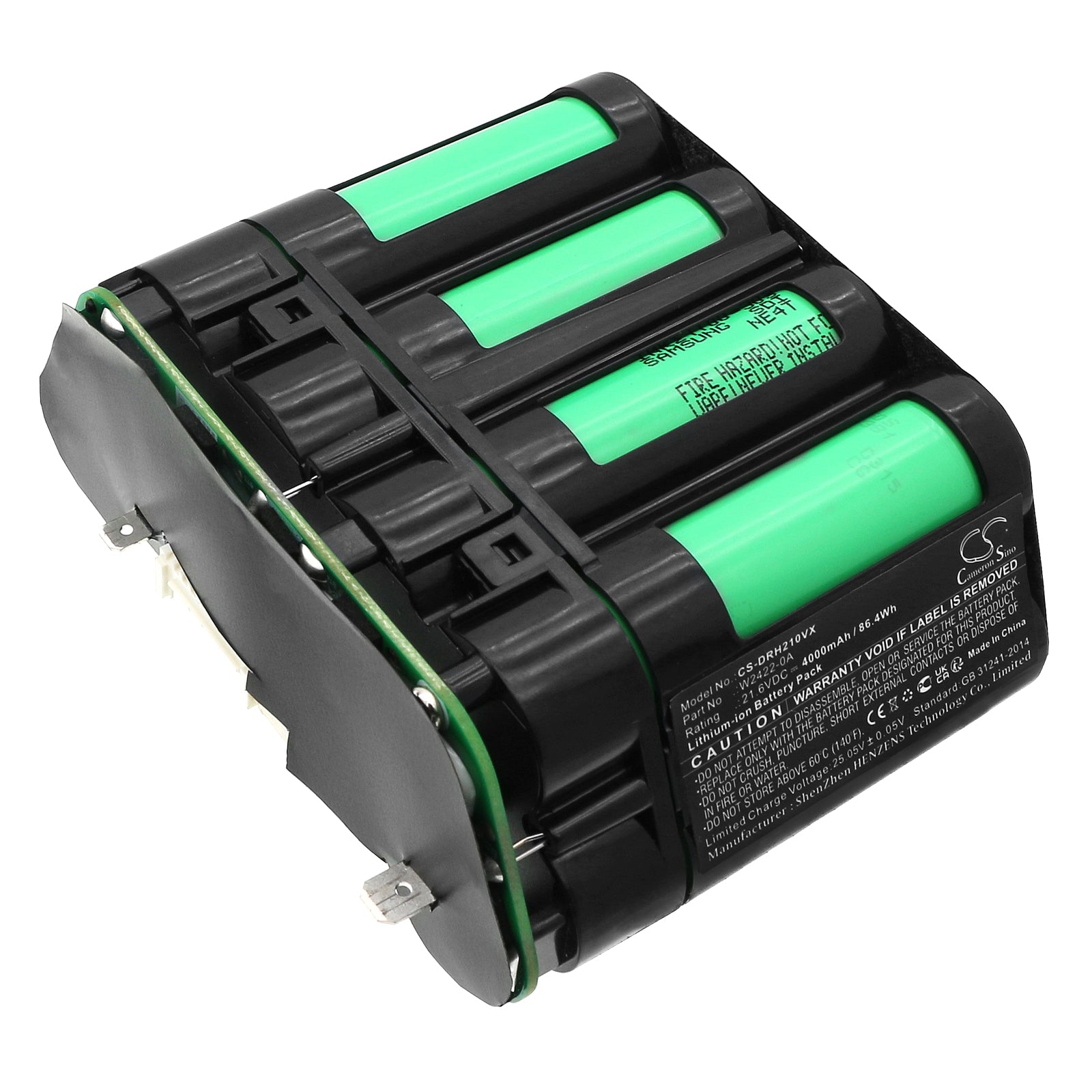 Dreame H20 ULTRA Vacuum Cleaner Battery Replacement - 21.6V 4000mAh Li-ion (W2422-0A/6S1P-C) 86.4Wh Power