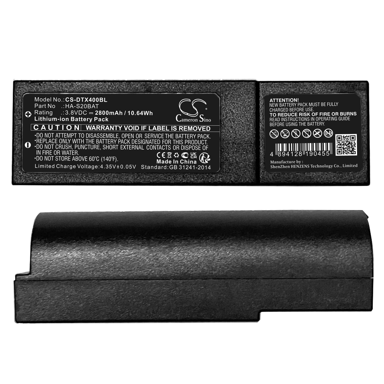 2800mAh Replacement Battery for Casio DT-X400/DT-X450 Barcode Scanners - 3.8V Li-ion, Extended Life