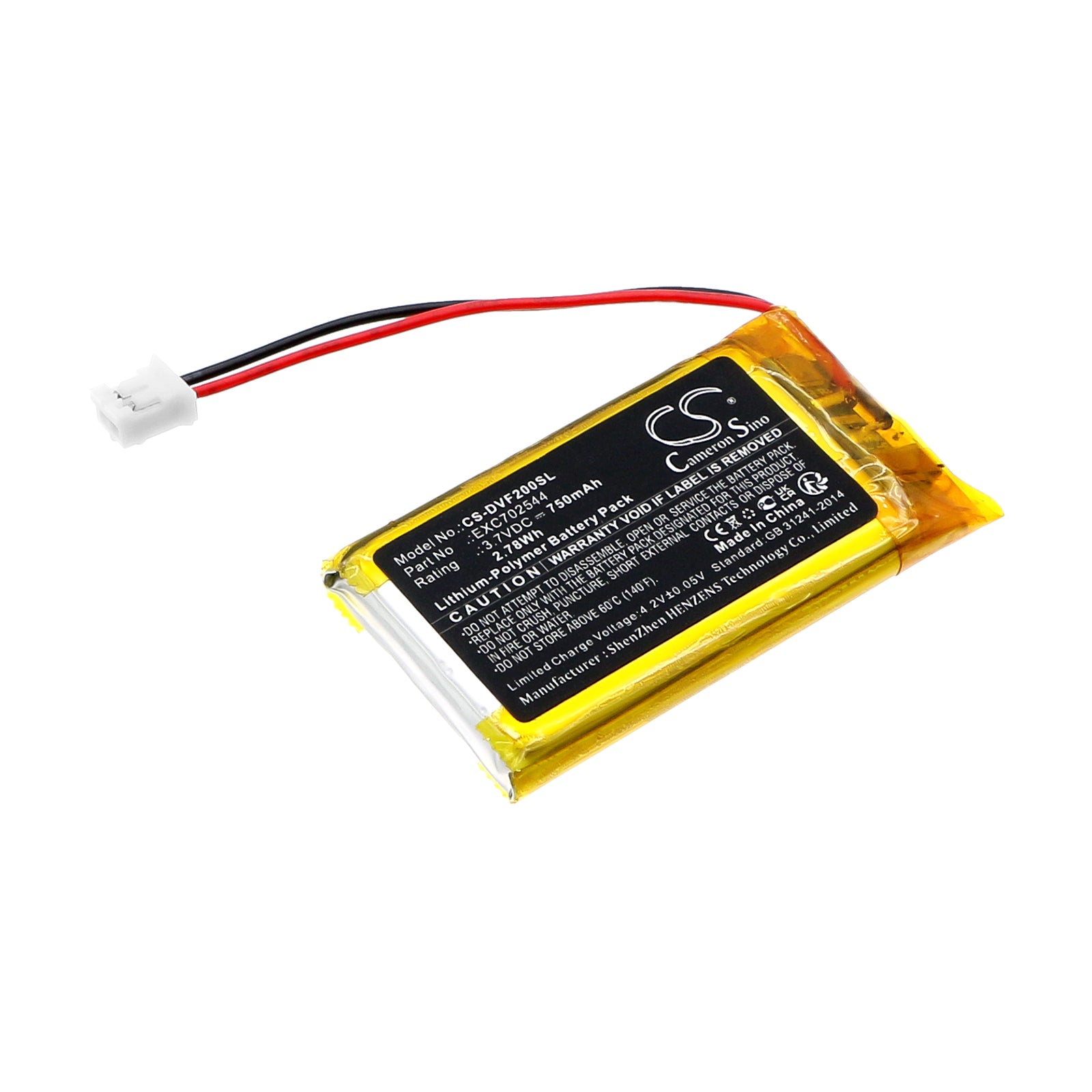 750mAh Replacement Battery for Divoom iFit-2 Speaker, 3.7V Li-Polymer, EXC702544 Model