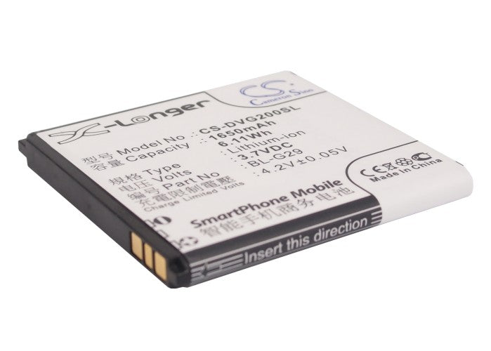 1650mAh Replacement Battery for DOOV IEva D2, D200T, D210T Smartphones - 3.7V Li-ion, Extended Life, Mobile Phone Power