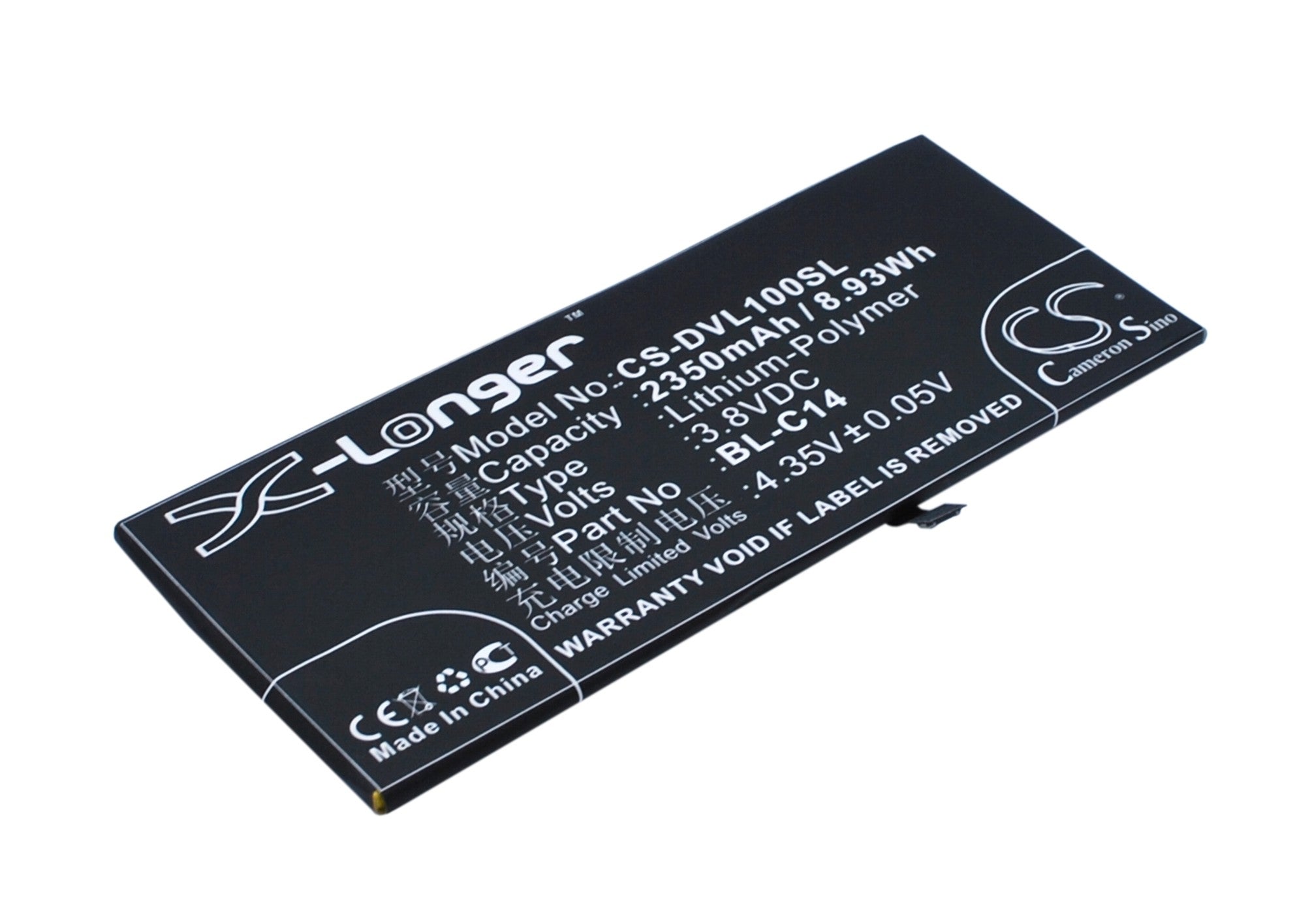 2350mAh Replacement Battery for DOOV L1 Smartphone - 3.8V Li-Polymer - BL-C14/PL-C14