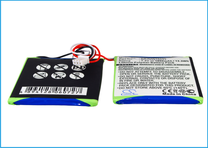 1800mAh 7.4V Li-Polymer Replacement Battery for Dual DVD-P702DVD & MC742819231 Portable DVD Players - 69x59x5.1mm