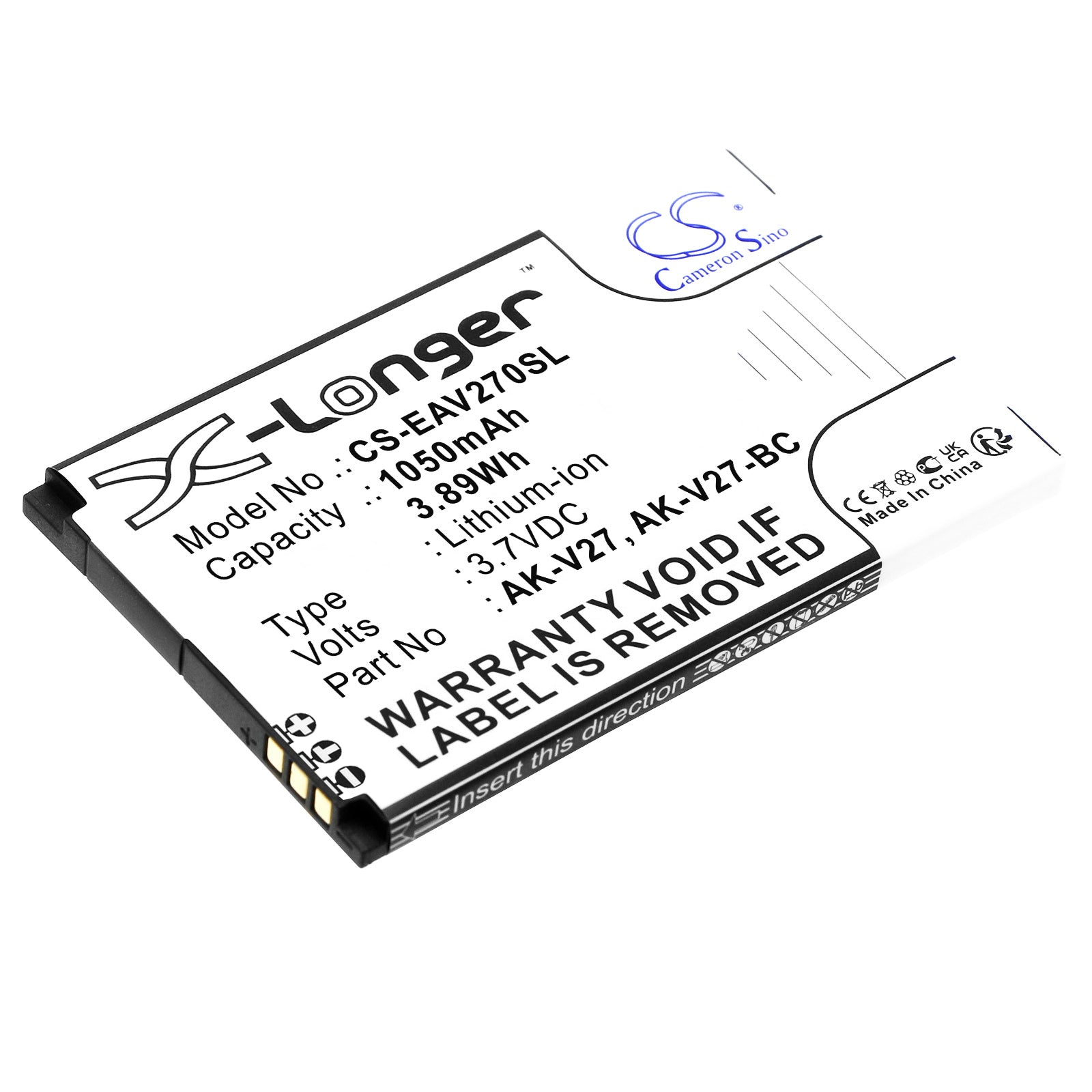 Emporia Simplicity V27 Mobile Phone Replacement Battery - 1050mAh Li-ion - AK-V27, AK-V27-BC
