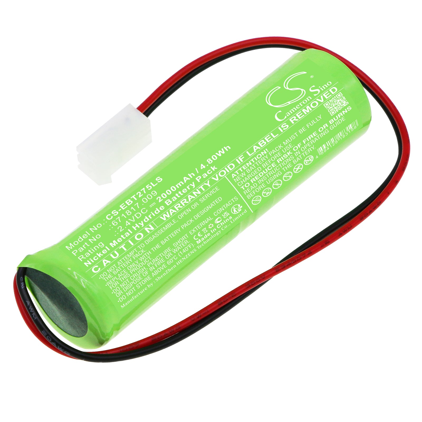 2.4V 2000mAh Ni-MH Emergency Light Battery - ELUBAT Swiss 275 602 & KRMT 23/43 Replacement - D-SC1800BTx2-MOLEX/5239