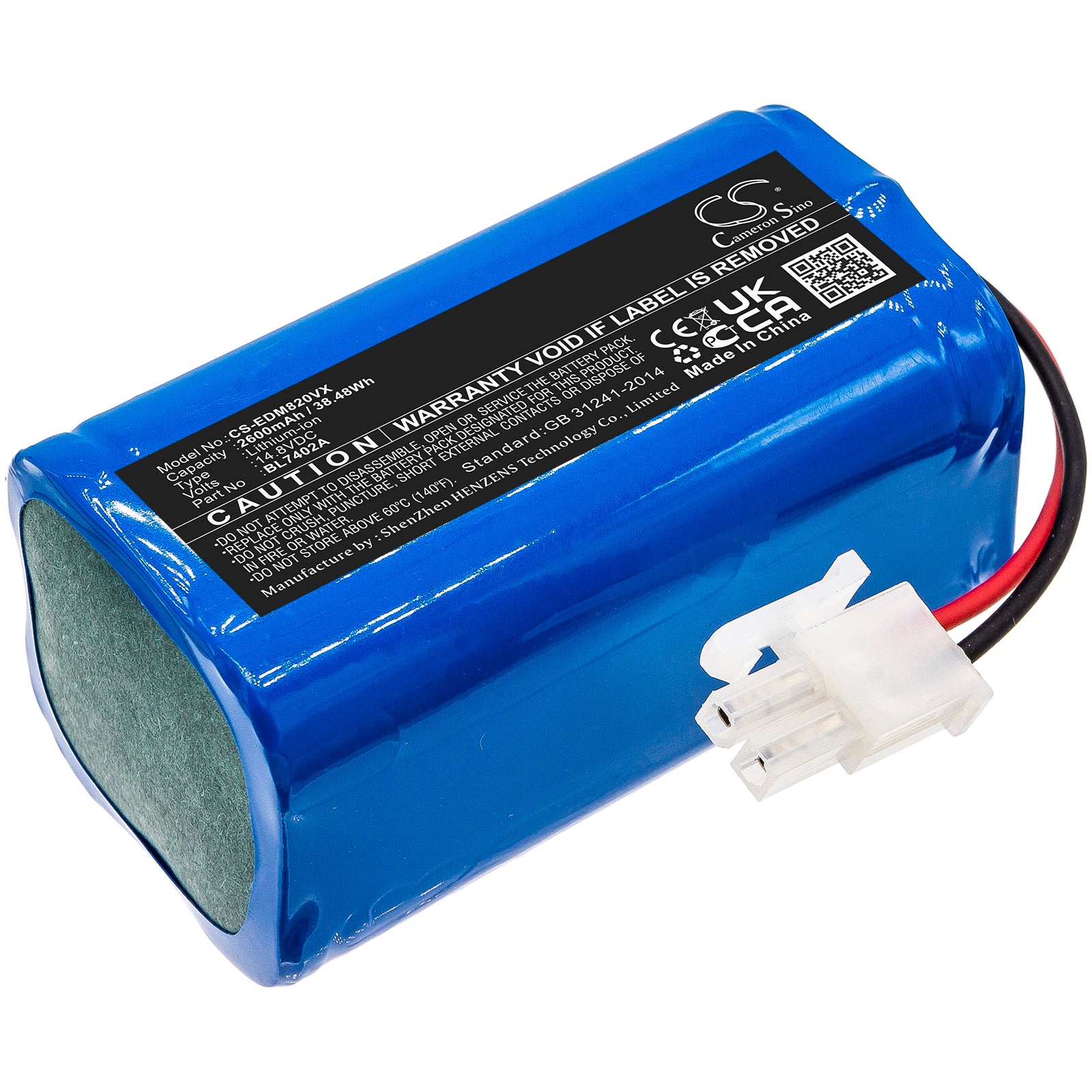 2600mAh 14.8V Li-ion Replacement Battery for Ecovacs Deebot M82 & Tesla RoboStar Vacuum Cleaners