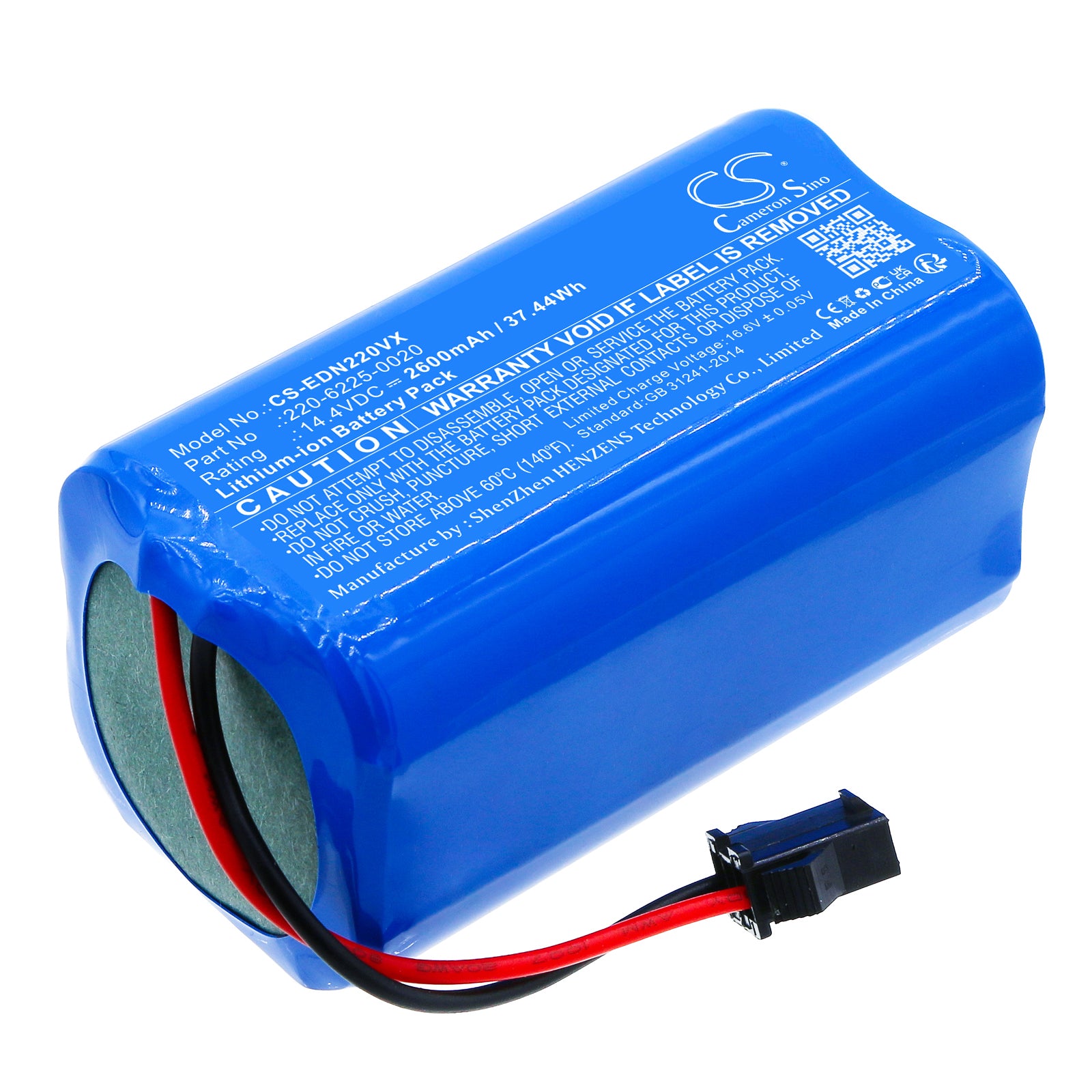 2600mAh Replacement Battery for Ecovacs Deebot U2/U2 Pro Robot Vacuum (14.4V, 37.44Wh) - Compatible with 220-6225-0021 & More