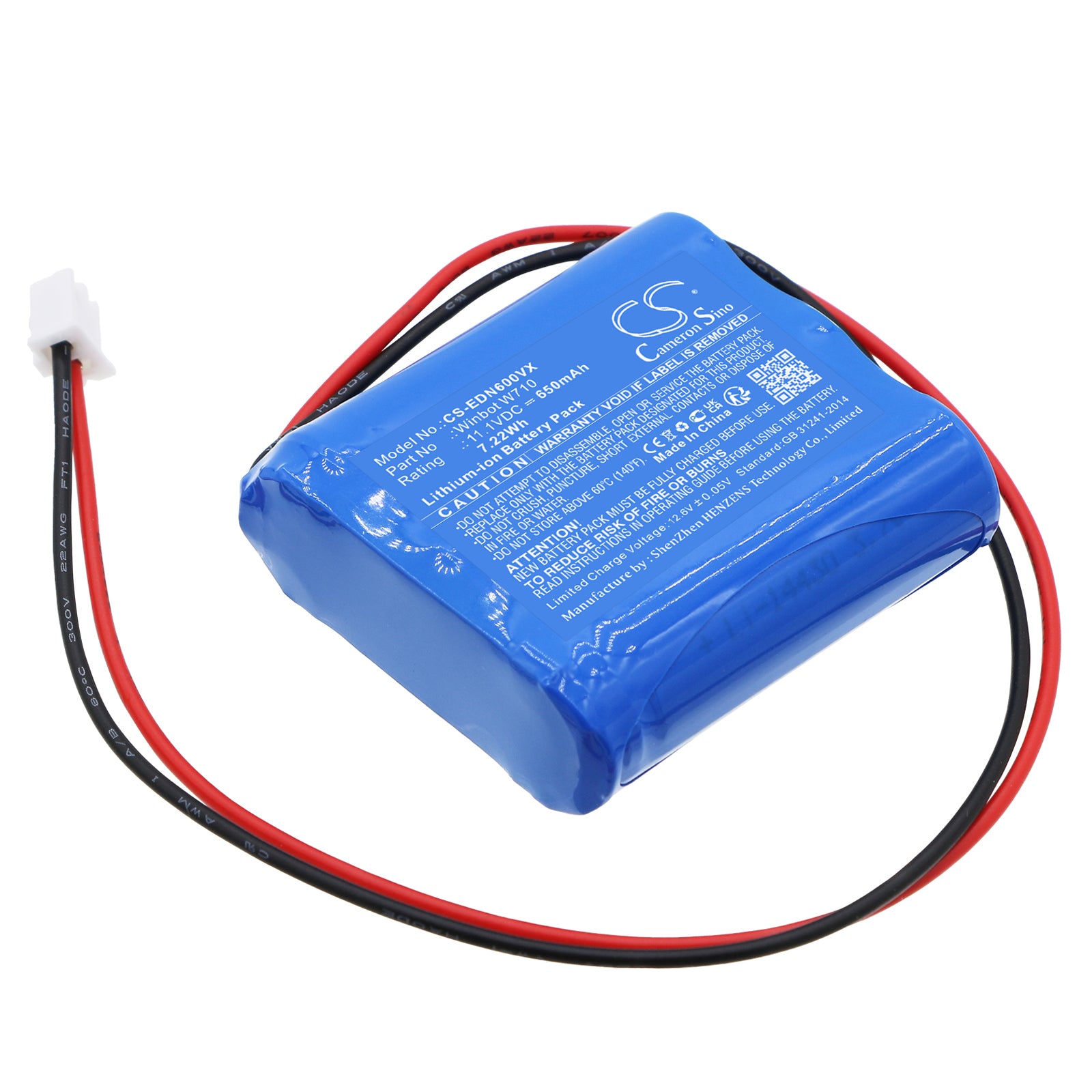 11.1V 650mAh Li-ion Replacement Battery for Ecovacs Winbot W710, W730, WRN60, WRN70 Window Cleaning Robot Vacuum