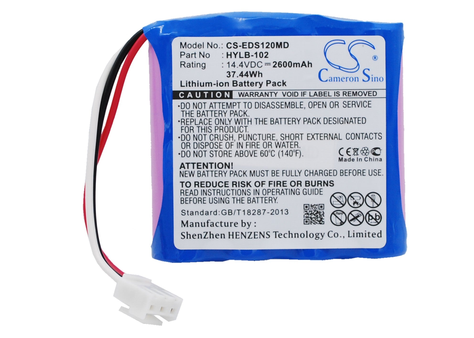High Capacity 2600mAh Li-ion Replacement Battery for EDAN, MINDRAY ECG/EKG & COMEN CM-1200B, 14.4V, Wide Compatibility