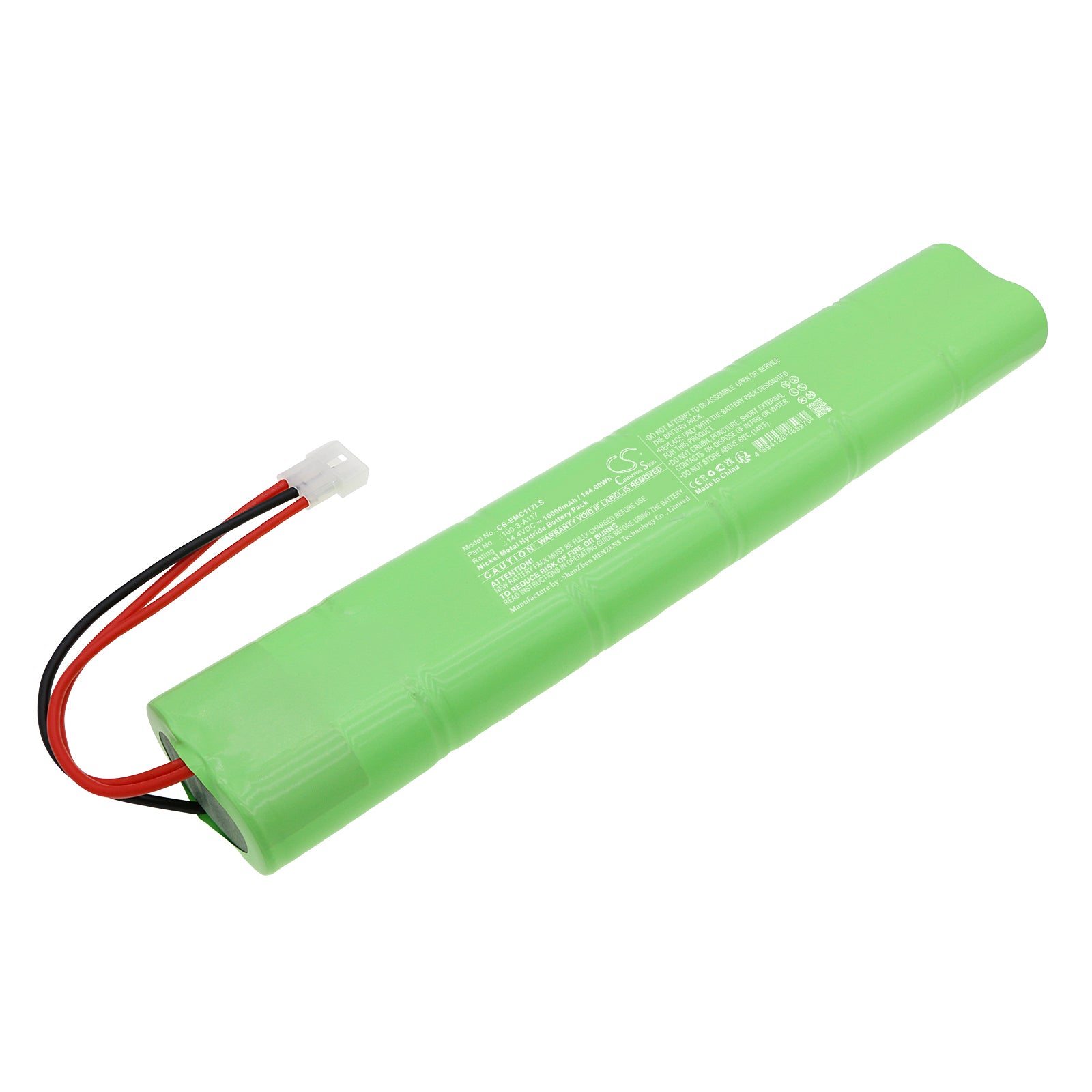 10000mAh 14.4V Ni-MH Replacement Battery for Lithonia 100-3-A117 Emergency Light - 144Wh, 355.6x65x33mm