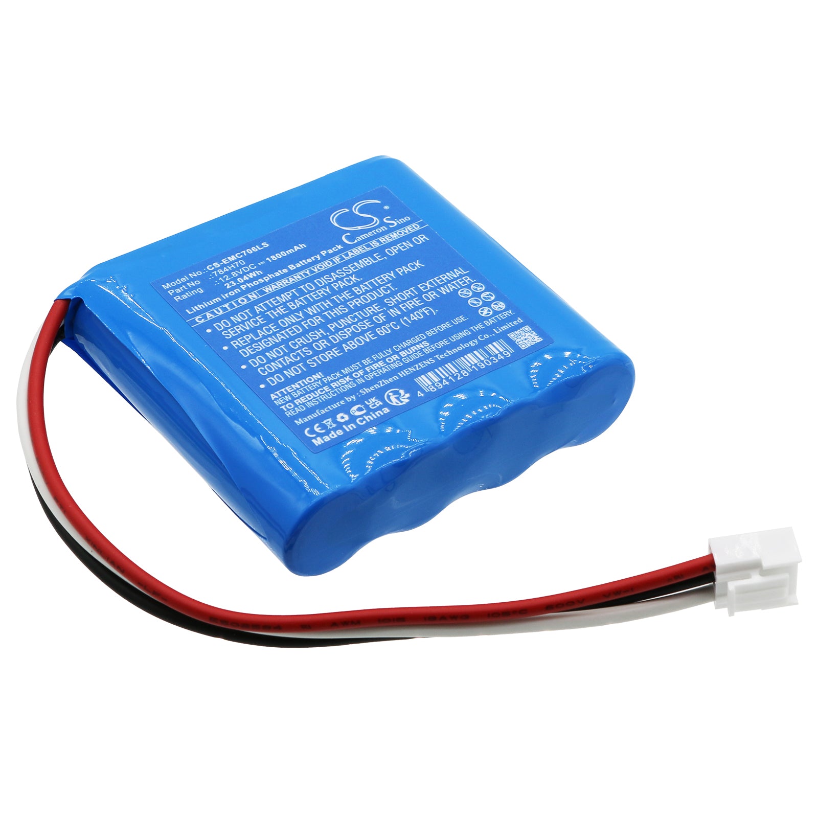 1800mAh LiFePO4 Battery for DUAL-LITE DYN6I Emergency Lights, 12.8V 23.04Wh Replacement Pack