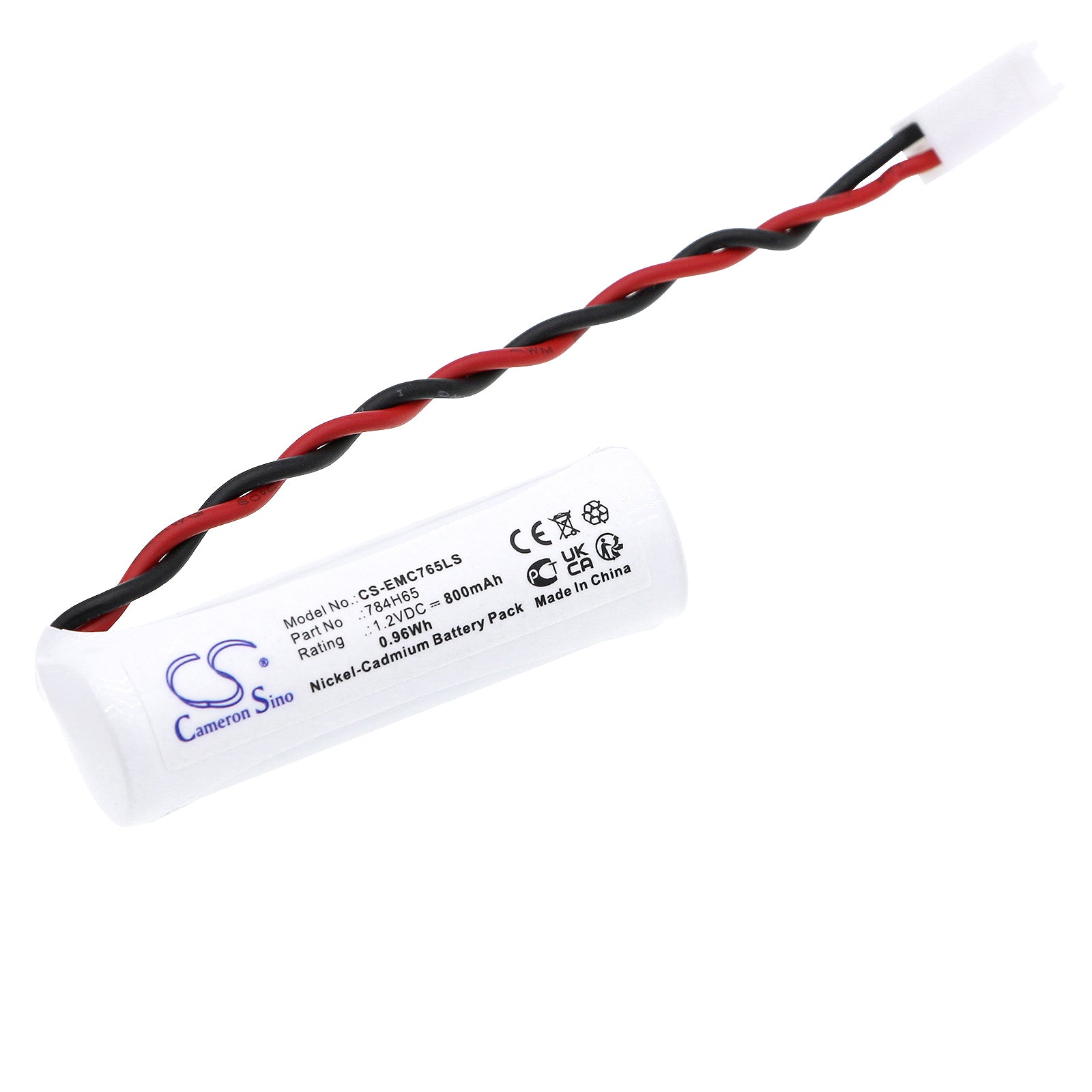 800mAh Ni-CD Emergency Light Battery for DUAL-LITE EVEUGWE Series, 1.2V, Replaces 784H65 & H-AA850BT-2695