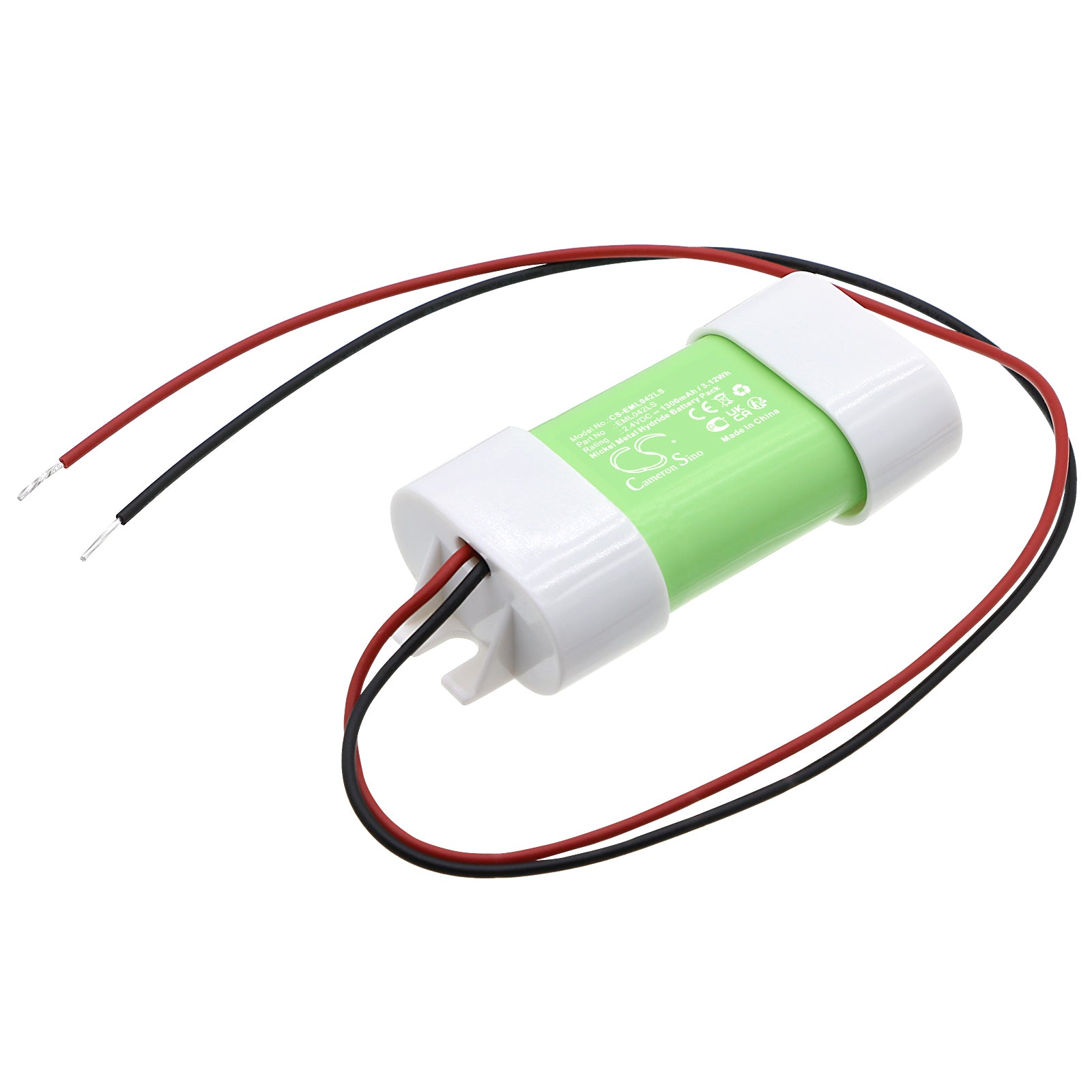 Emergency Lighting Ni-MH Battery Pack 2.4V 3.12Wh - Replacement Module, 71.6x31.8x18mm