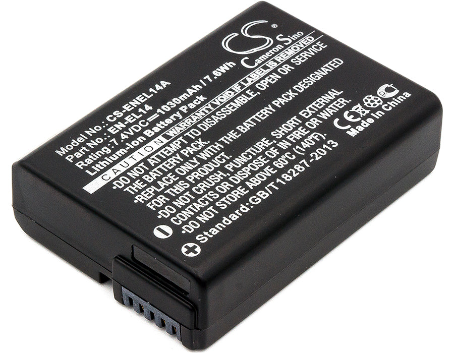 7.4V 1030mAh Li-ion Replacement Battery for Nikon Coolpix & DSLR Cameras (EN-EL14 Compatible)