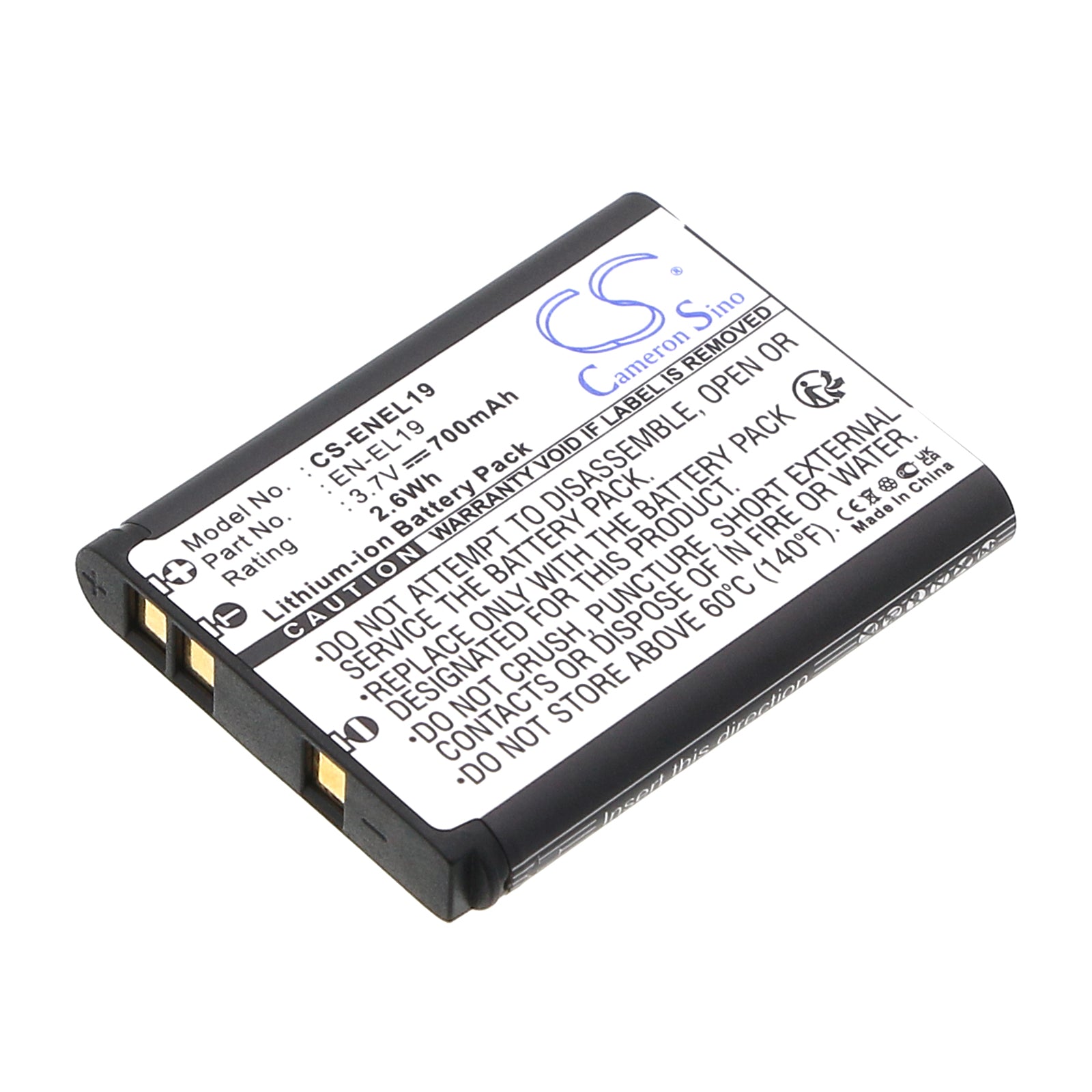 700mAh Li-ion Replacement Battery for Nikon Coolpix S Series & Sony RX0 - EN-EL19, NP-BJ1, 3.7V