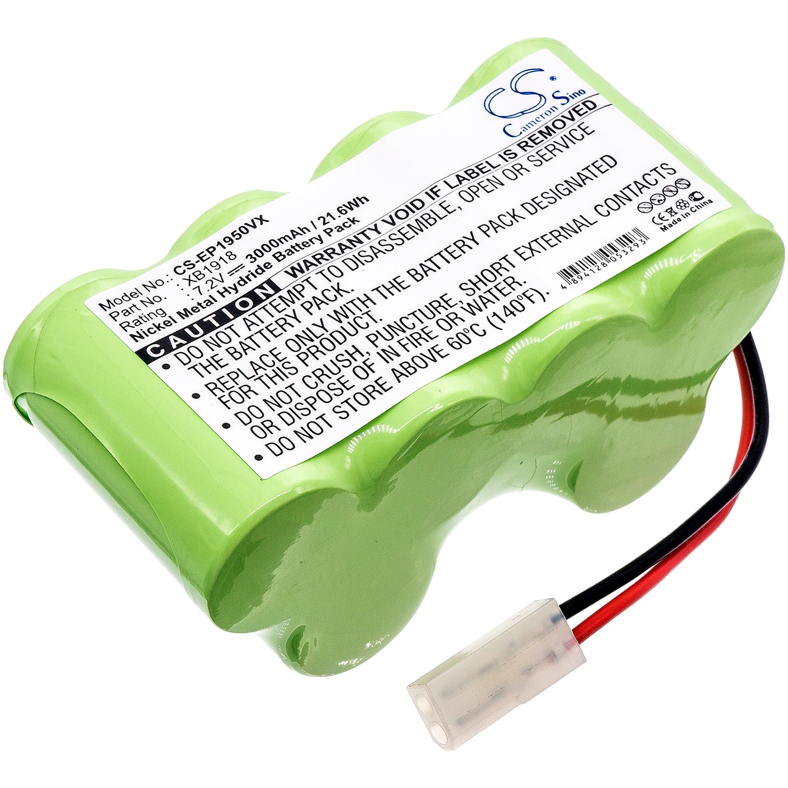 7.2V 3000mAh Ni-MH Replacement Battery for Euro Pro Shark Vacuum V1950 V1917 VX3 XB1918