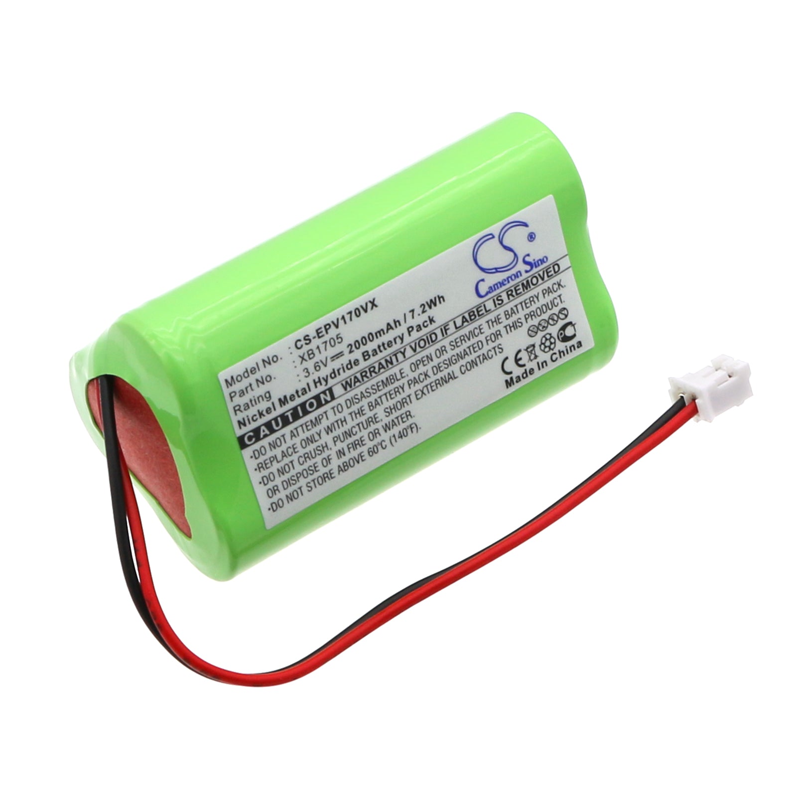 2000mAh Replacement Battery for Euro-Pro Shark V1705, V1705i Vacuum Cleaner - 3.6V Ni-MH XB1705