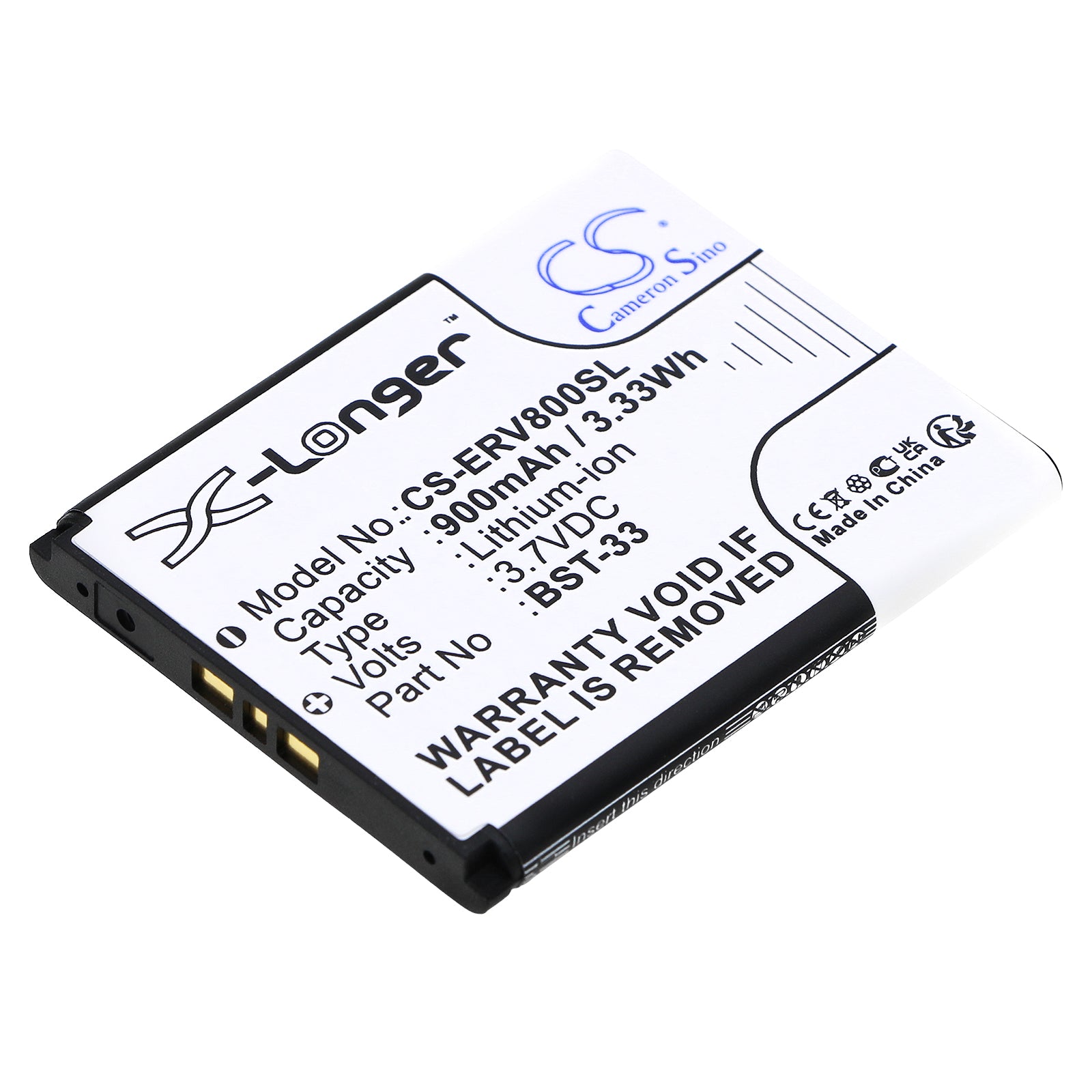 900mAh Battery Replacement for Sony Ericsson Z800 V800i C702 K630 K850i - 3.7V Li-ion - BST-33 Compatible - Phone Power Upgrade