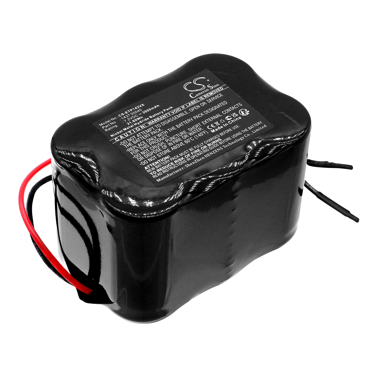 7.2V 3000mAh Ni-MH Battery for ETA 1437 Ponto Vacuum - High Capacity Replacement Battery 67.30 x 45.50 x 44.70mm