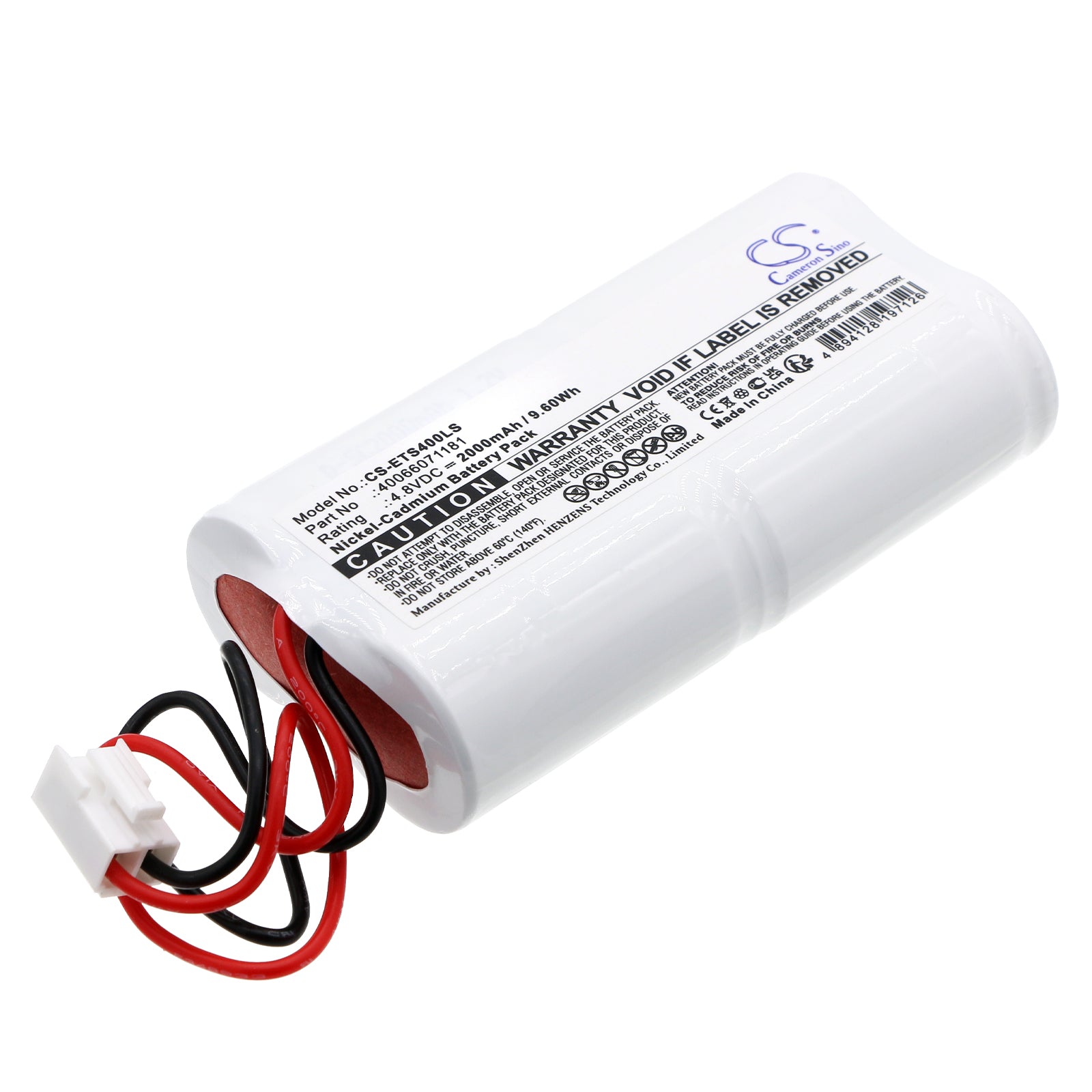 2000mAh Ni-CD Battery - Eaton CEAG SV EURO 4 LED Emergency Light - 4.8V 9.6Wh Replacement (84.5x45.3x23mm)