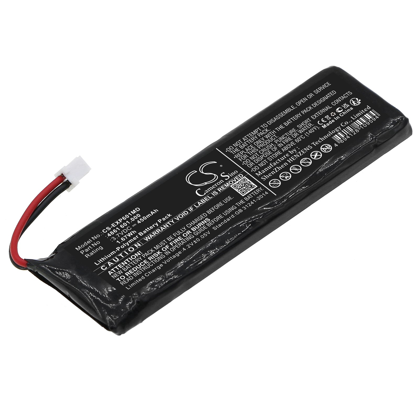 450mAh 3.7V Li-Polymer Battery for Eppendorf Xplorer/Xplorer Plus Electronic Pipettes (4861 601.000) Replacement