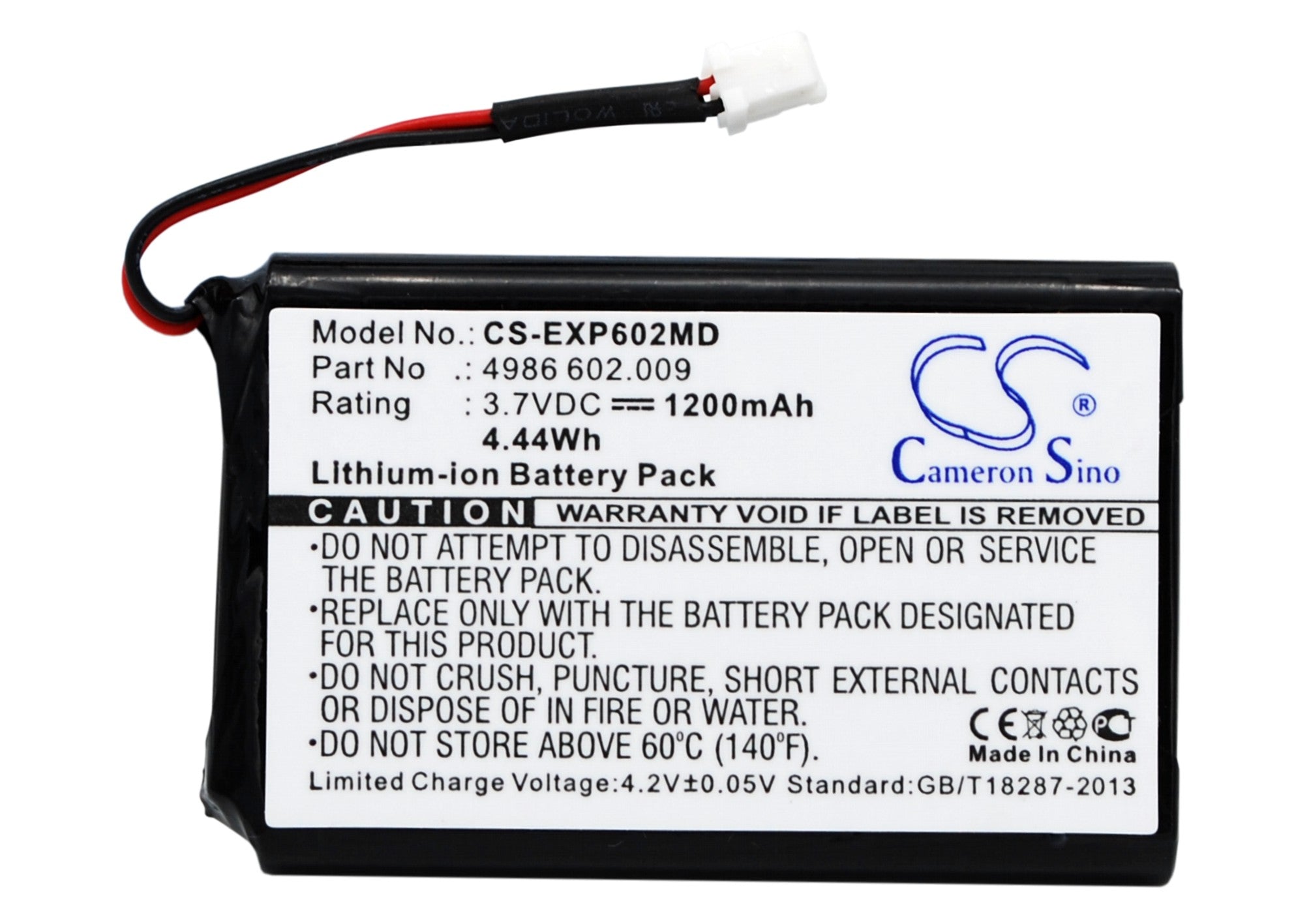 1200mAh Li-ion Battery for Eppendorf Stream/Xstream/Repeater E3/Multipette E3, 3.7V, 53x34x6.5mm