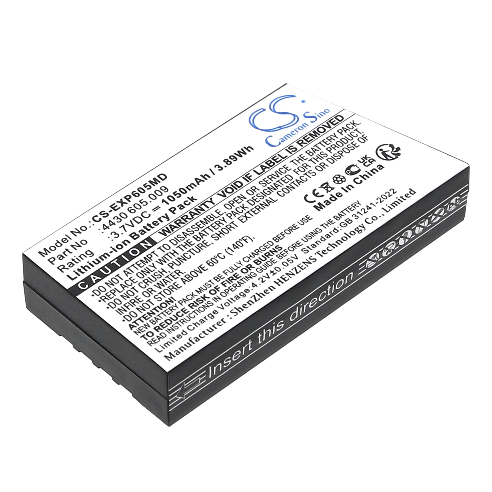 1050mAh Battery for Eppendorf Easypet 3 Pipette Controller - 3.7V Li-ion Replacement Battery (56x29x11mm)