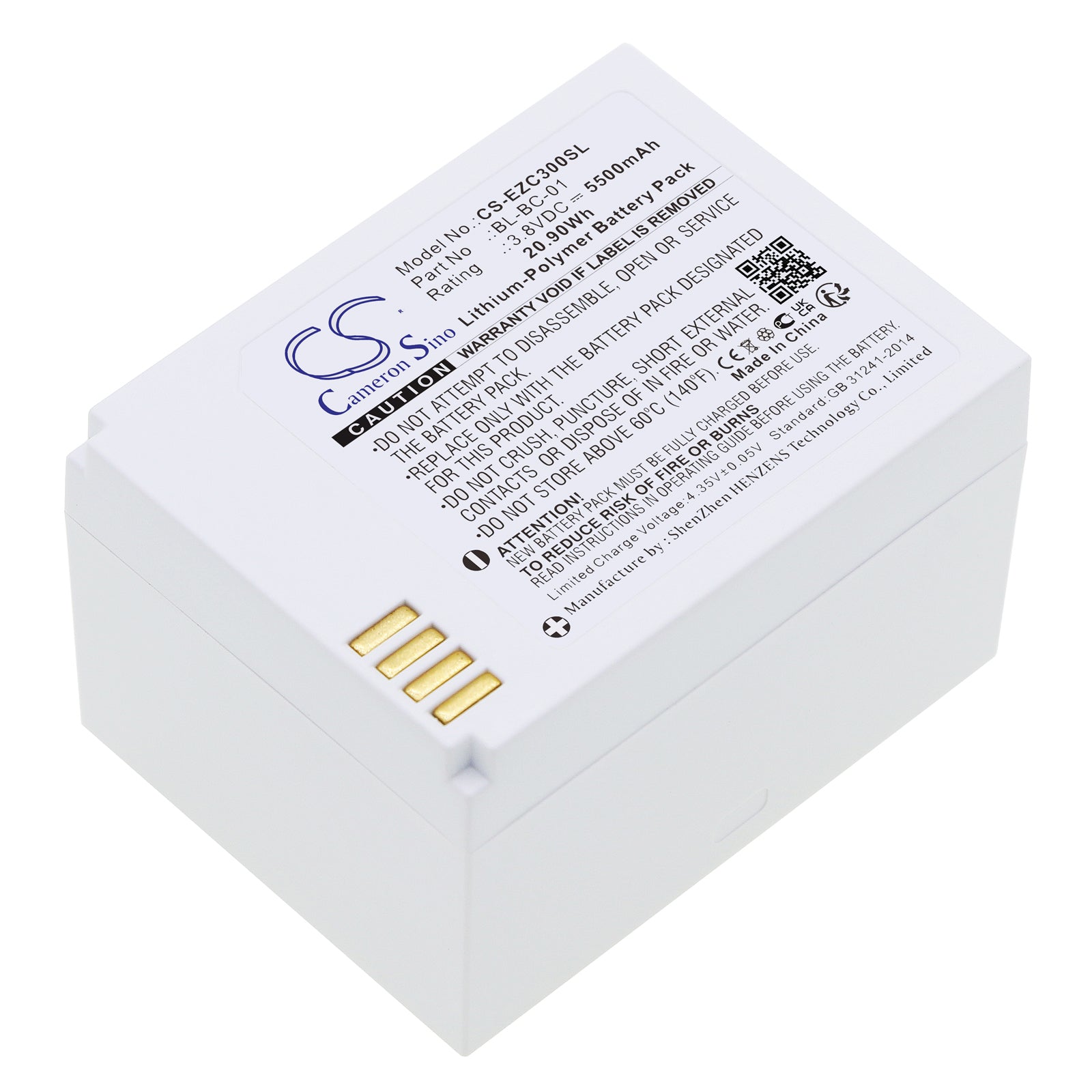 Ezviz C3A Security Camera Battery - 5500mAh, 3.8V Li-Polymer Replacement (BL-BC-01 Compatible)