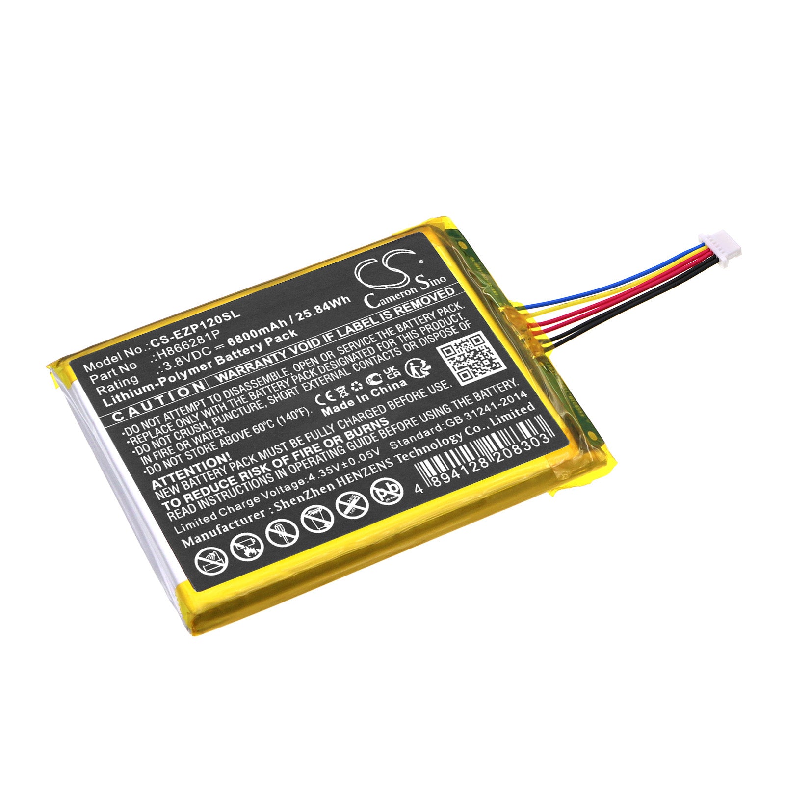 6800mAh Replacement Battery for Ezviz DP1, DP1S, DP1C Smart Home Security Camera - 3.8V Li-Polymer