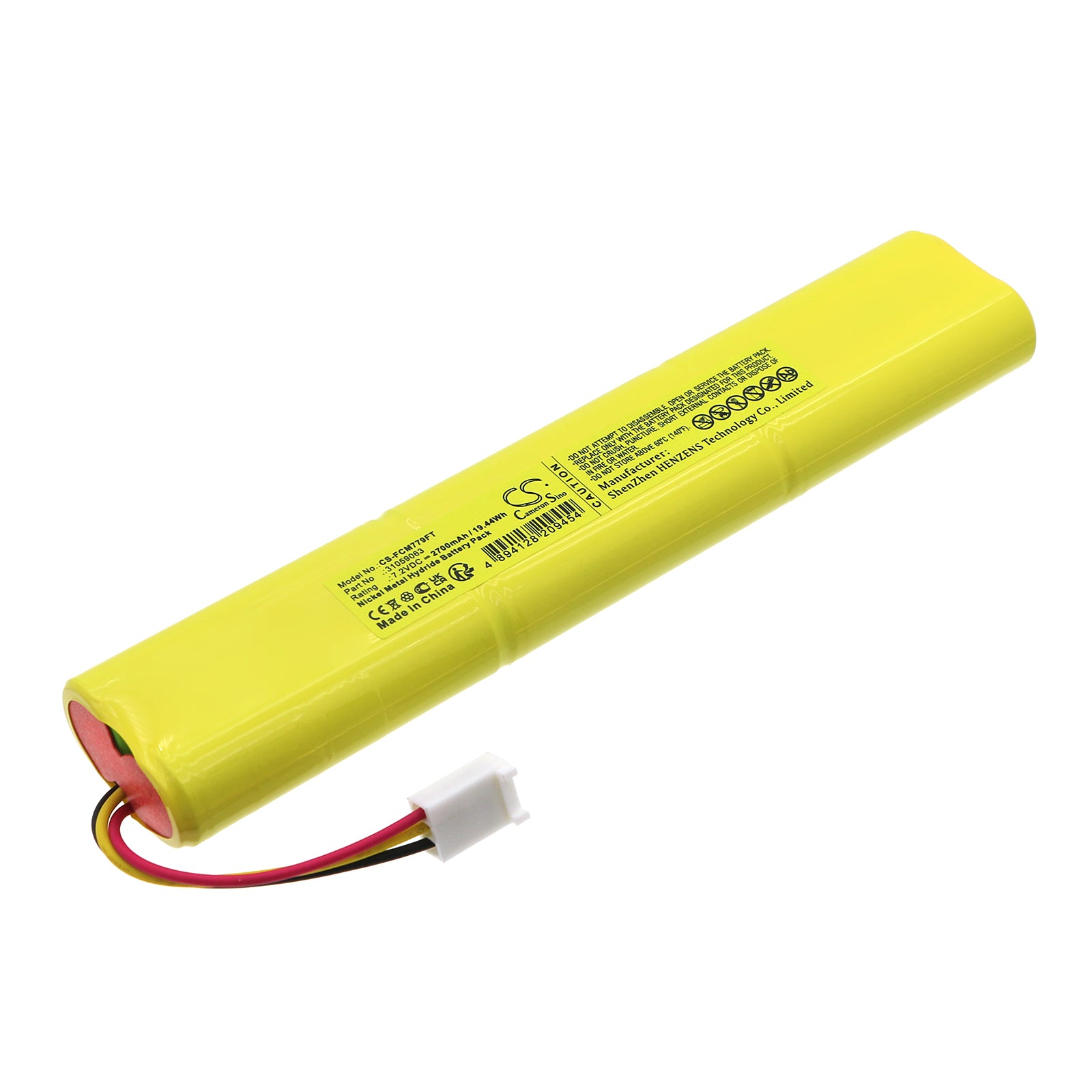 Facom 779.CL16 Flashlight Replacement Battery - NiMH 7.2V 2700mAh, High Capacity, Size: 152.9x29.3x14.6mm