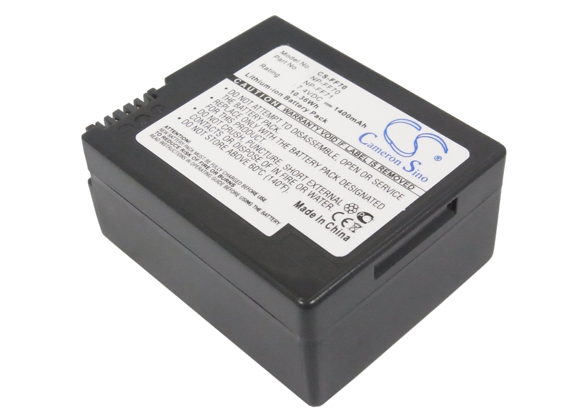 1400mAh Replacement Battery for Sony Camcorders - NP-FF70, DCR-PC9, DCR-DVD300 Series (7.4V Li-ion)