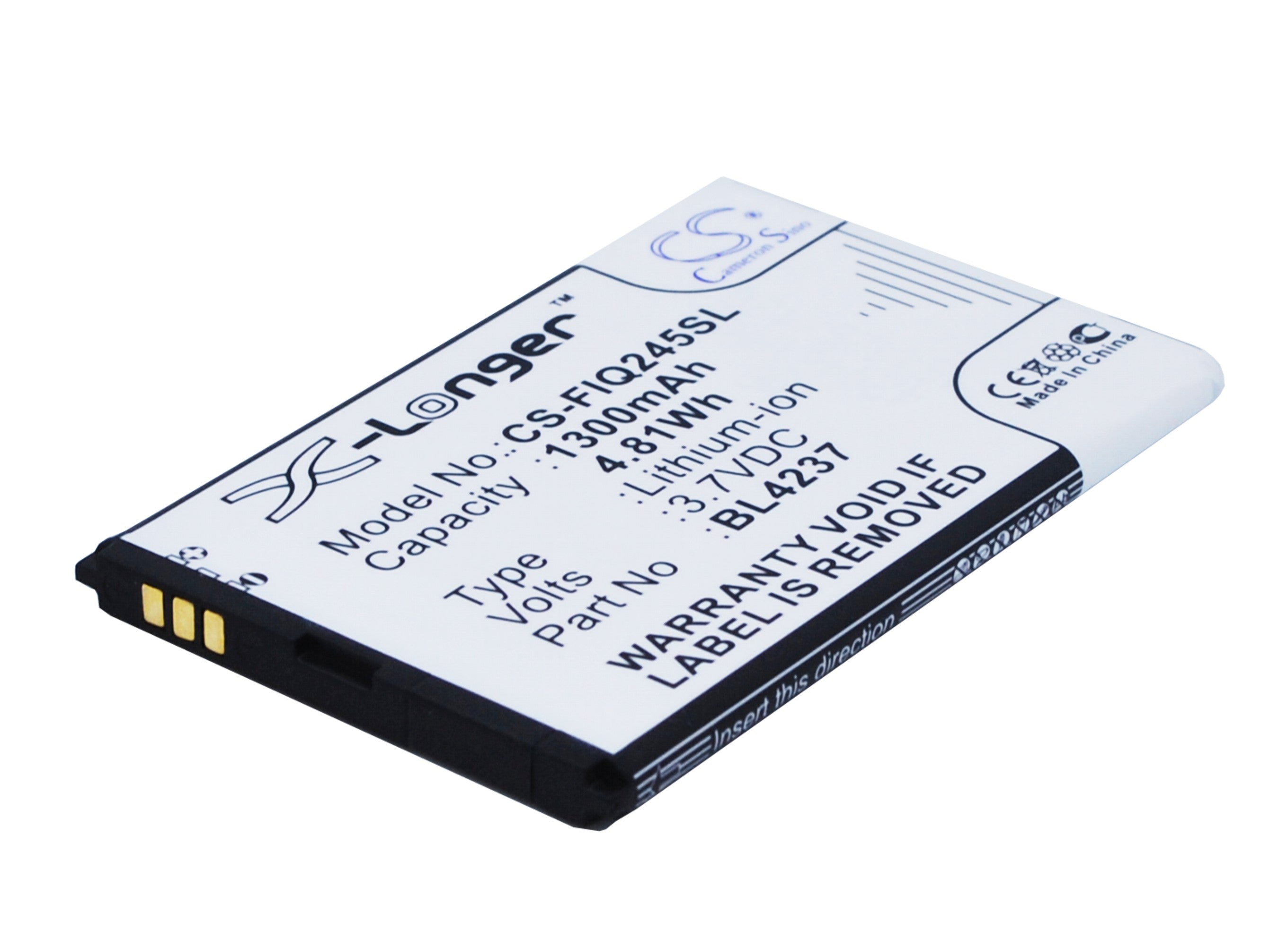 1300mAh Replacement Battery for Fly IQ245 Wizard, IQ430 Evoke, IQ246 Power - 3.7V Li-ion Smartphone Battery