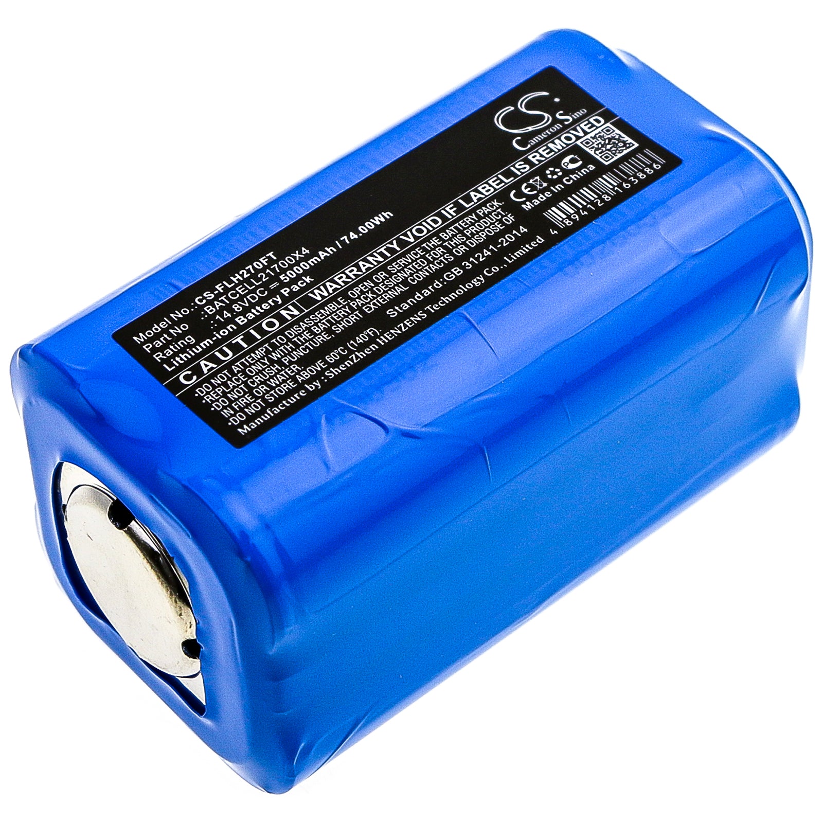 74Wh 5000mAh Li-ion Battery for Bigblue CB6500P/CB6500PB Dive Light - BATCELL21700X4 (77.35x42.8x42.7mm)