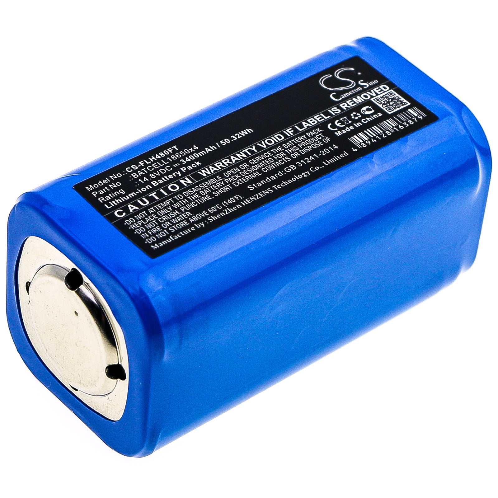 14.8V 3400mAh Li-ion Battery - Bigblue TL4000P, VTL8000P-MAX Dive Light Replacement - BATCELL18650x4