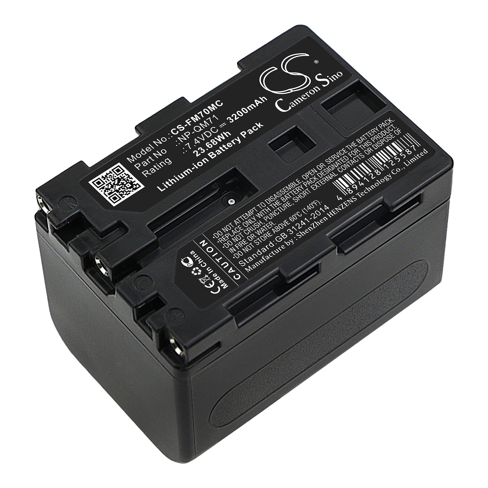 7.4V 3200mAh Li-ion Replacement Battery for Sony Camcorders: CCD-TRV & DCR-DVD Series - NP-QM71 Compatible High Capacity