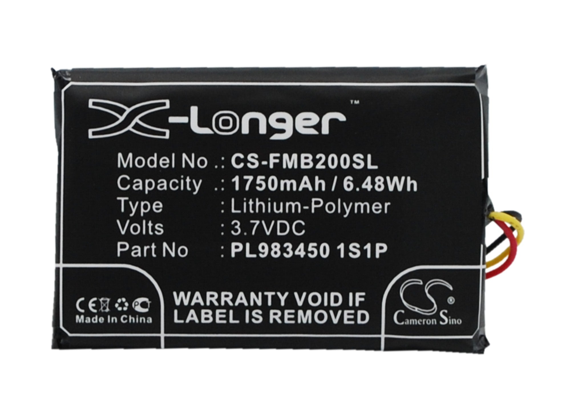 1750mAh Replacement Battery for Falcom Mambo 2 GPS Navigator - 3.7V Li-Polymer, Size: 51.05x33.40x9.90mm