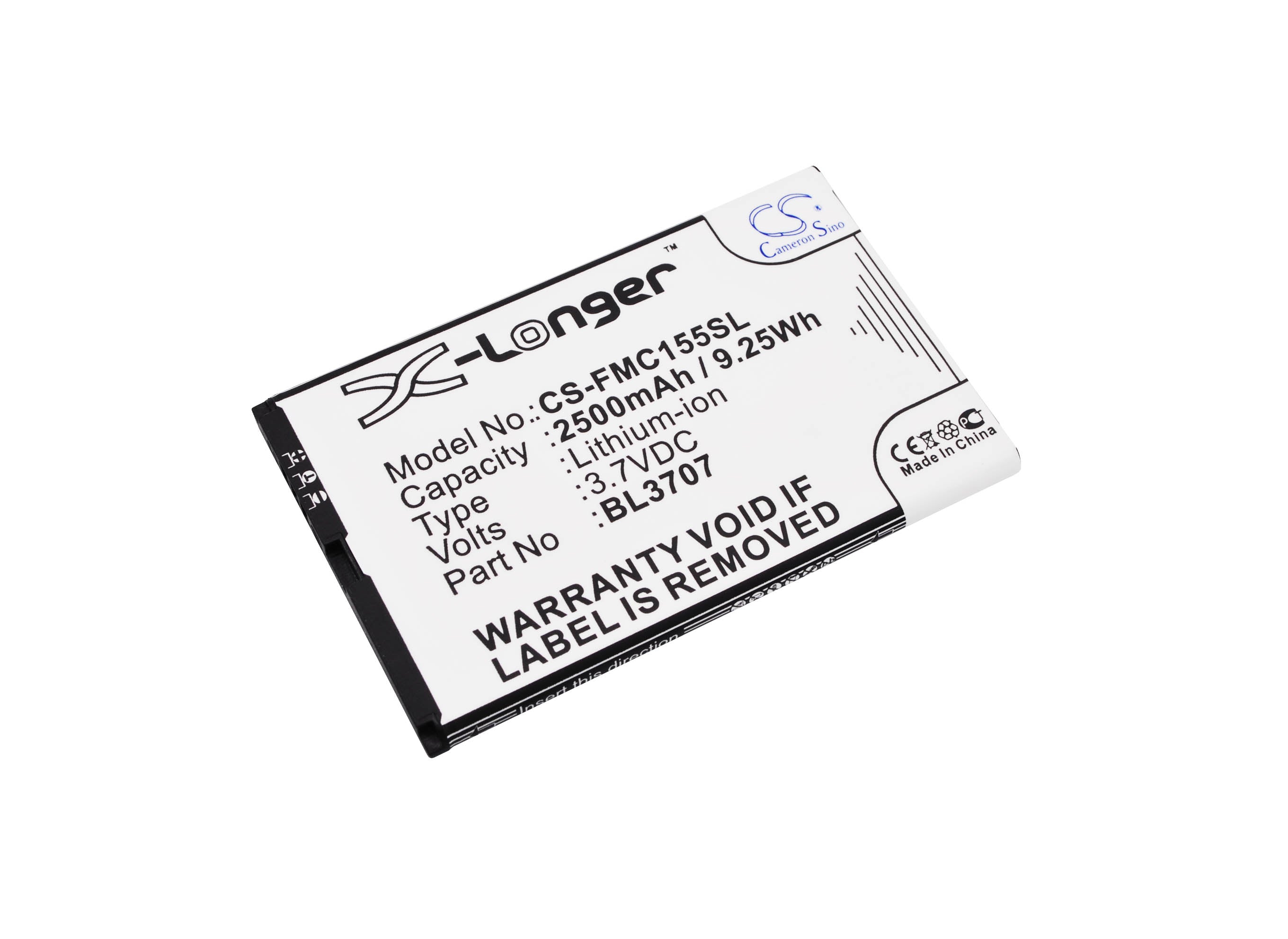 2500mAh Replacement Battery for Fly MC155, IQ4401 Era Energy 2 Smartphones - 3.7V Li-ion, 81.55x52.02x5.30mm