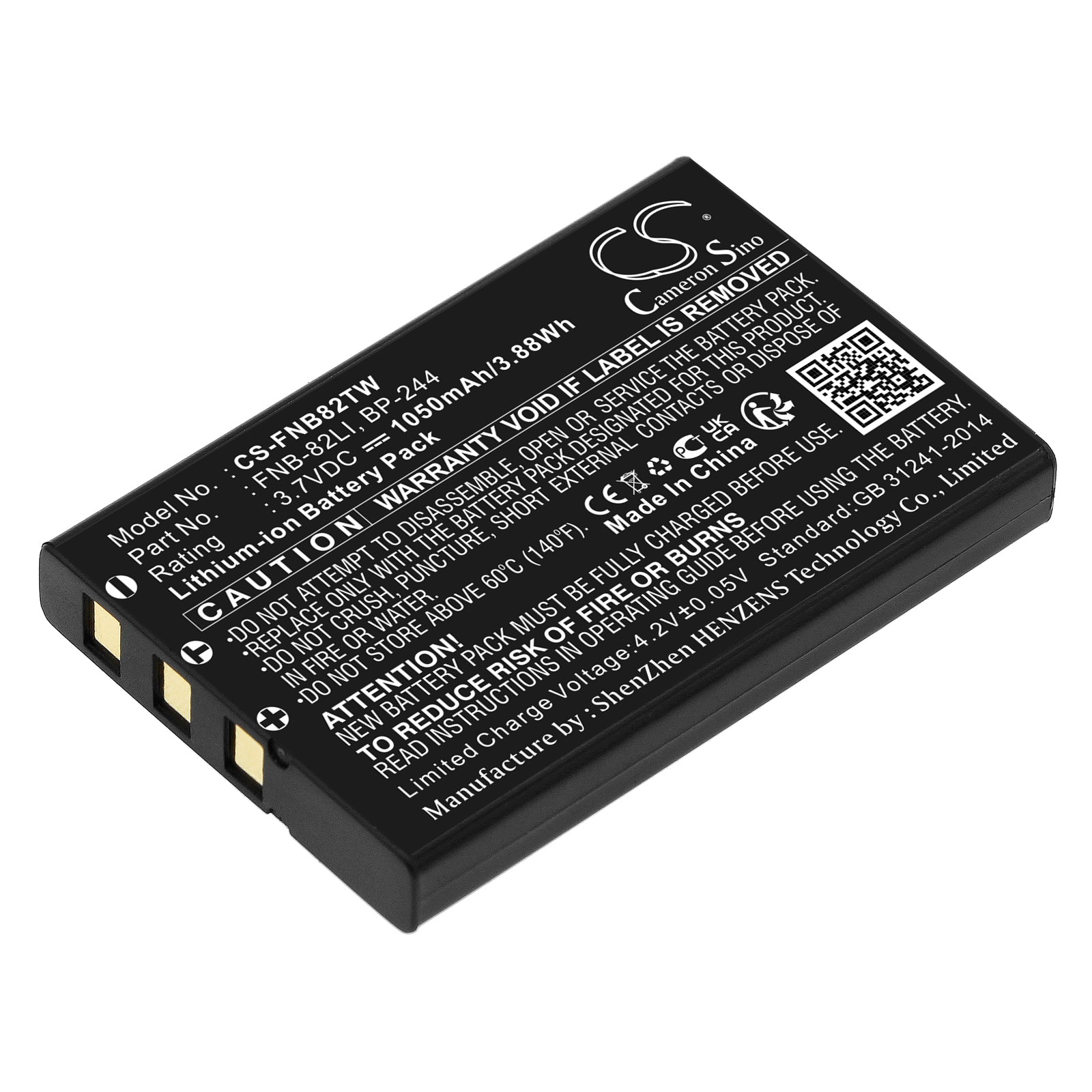 1050mAh 3.7V Li-ion Replacement Battery for Baofeng UV-3R, Yaesu VX-3R, Vertex VX-2R Two-Way Radios