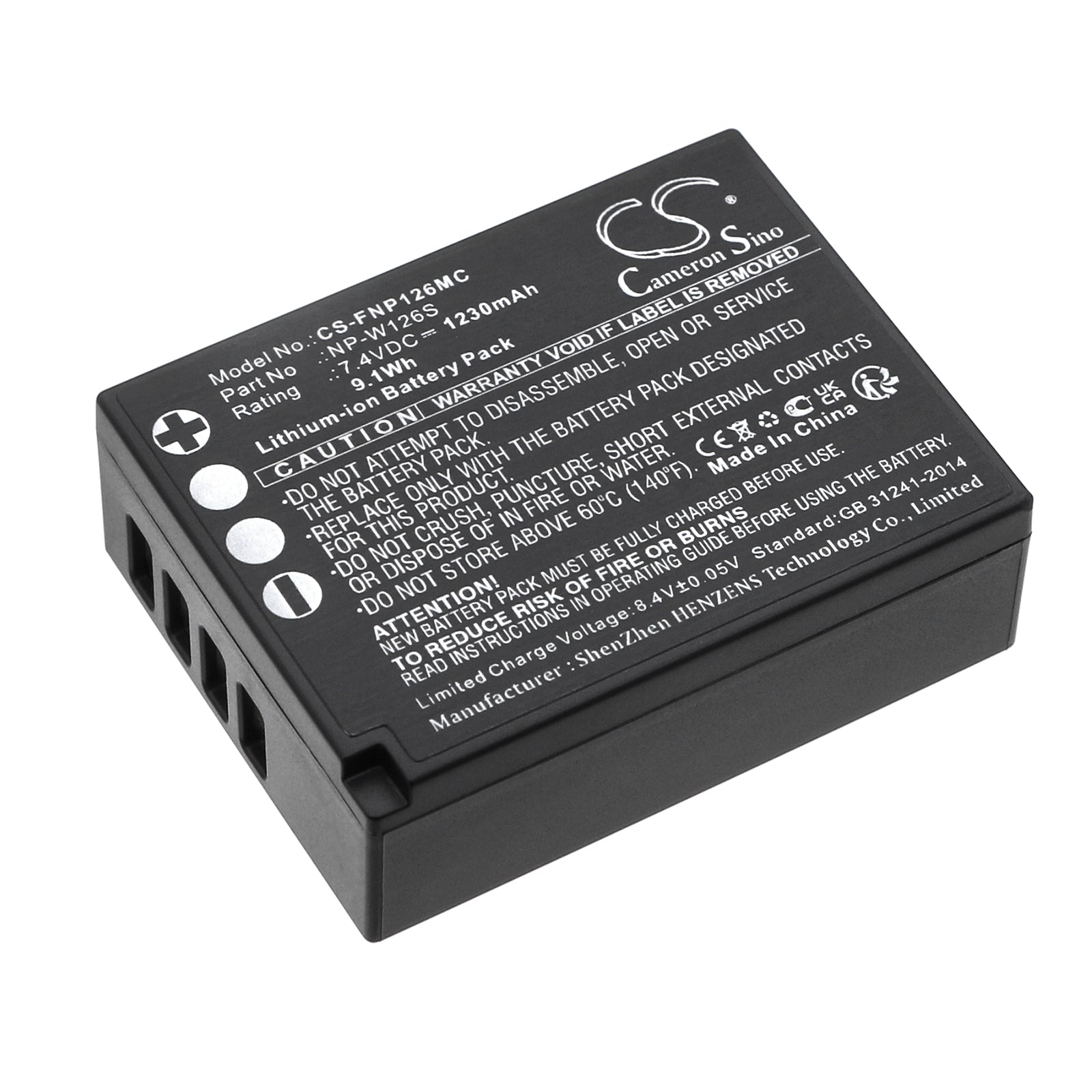 NP-W126S Replacement Battery for Fujifilm X-T, X-Pro, X-E, X100 Series Cameras - 7.4V 1230mAh High Capacity Power