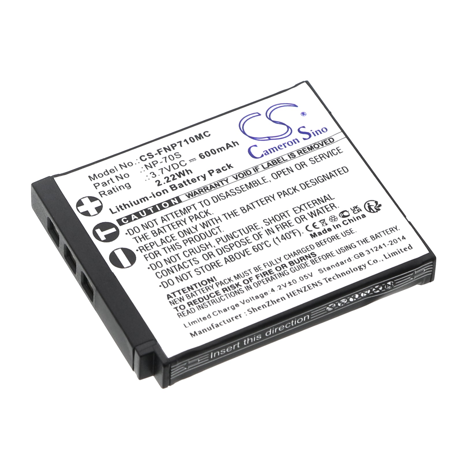 NP-70S Replacement Battery for Fujifilm Instax Mini 99 Camera - 600mAh Li-ion, 3.7V, Long-Lasting Power