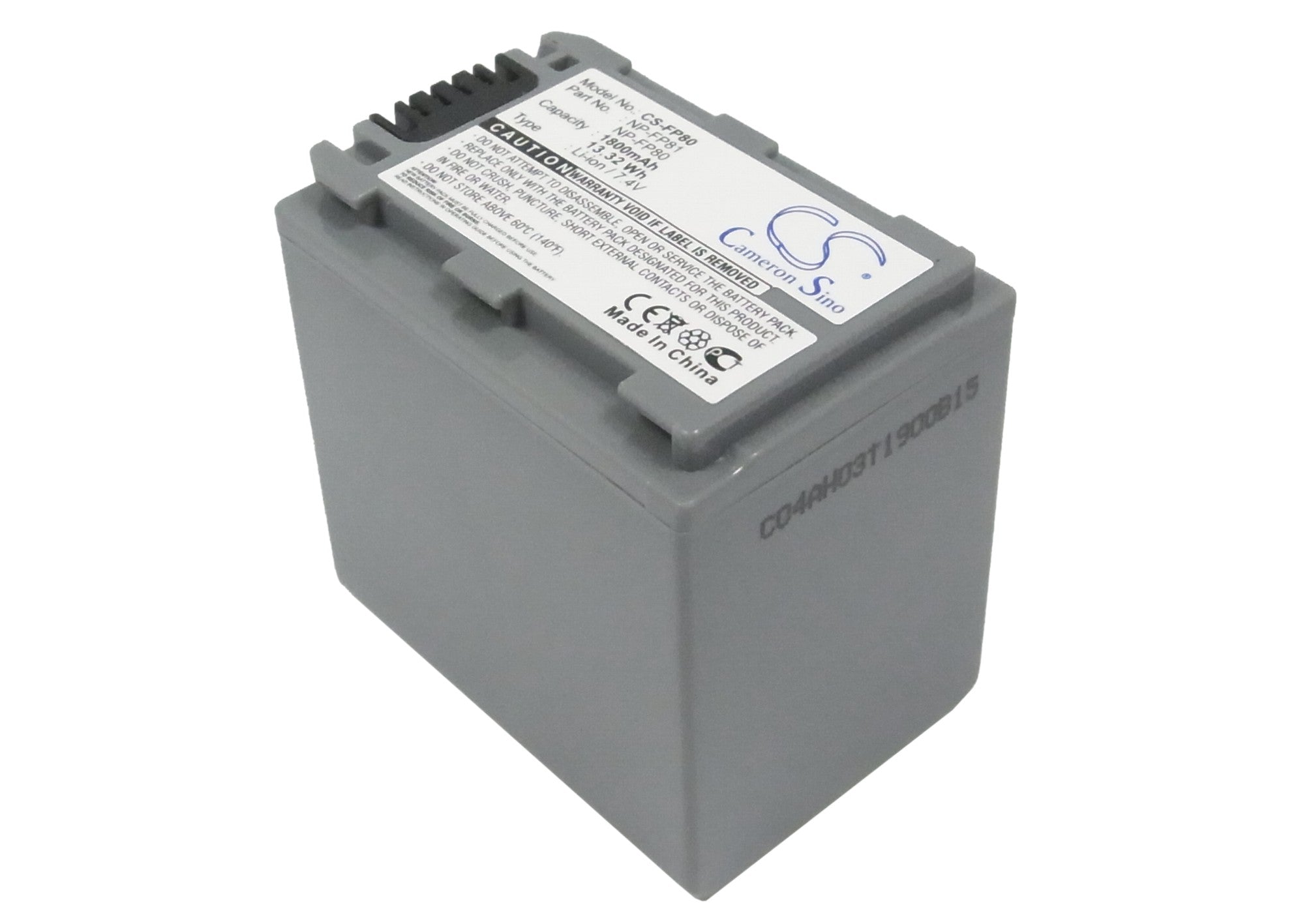 1800mAh Li-ion Replacement Battery for Sony DCR Camcorders - 7.4V, NP-FP80/NP-FP81 Series Compatible
